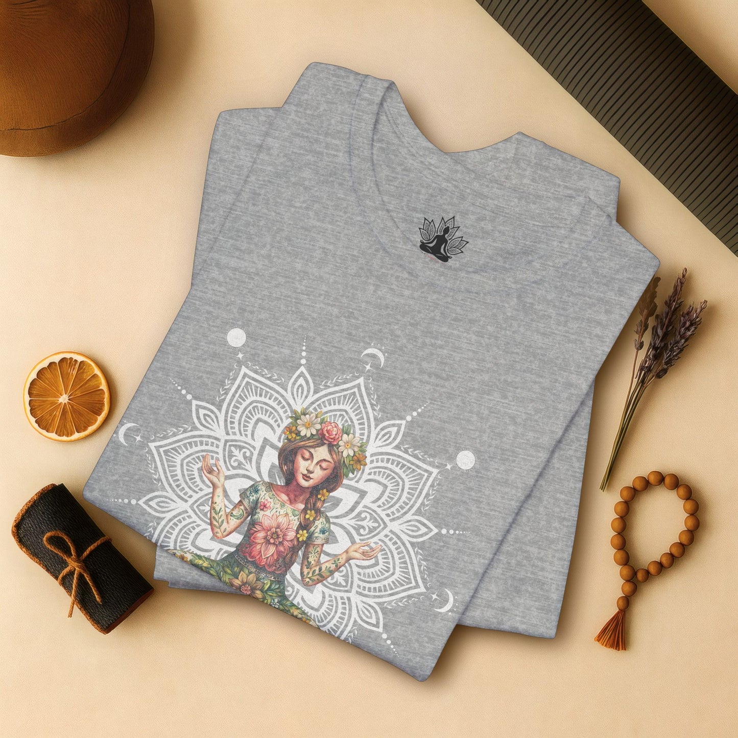 Flower Meditation Boho – Botanical Lotus Pose Tee