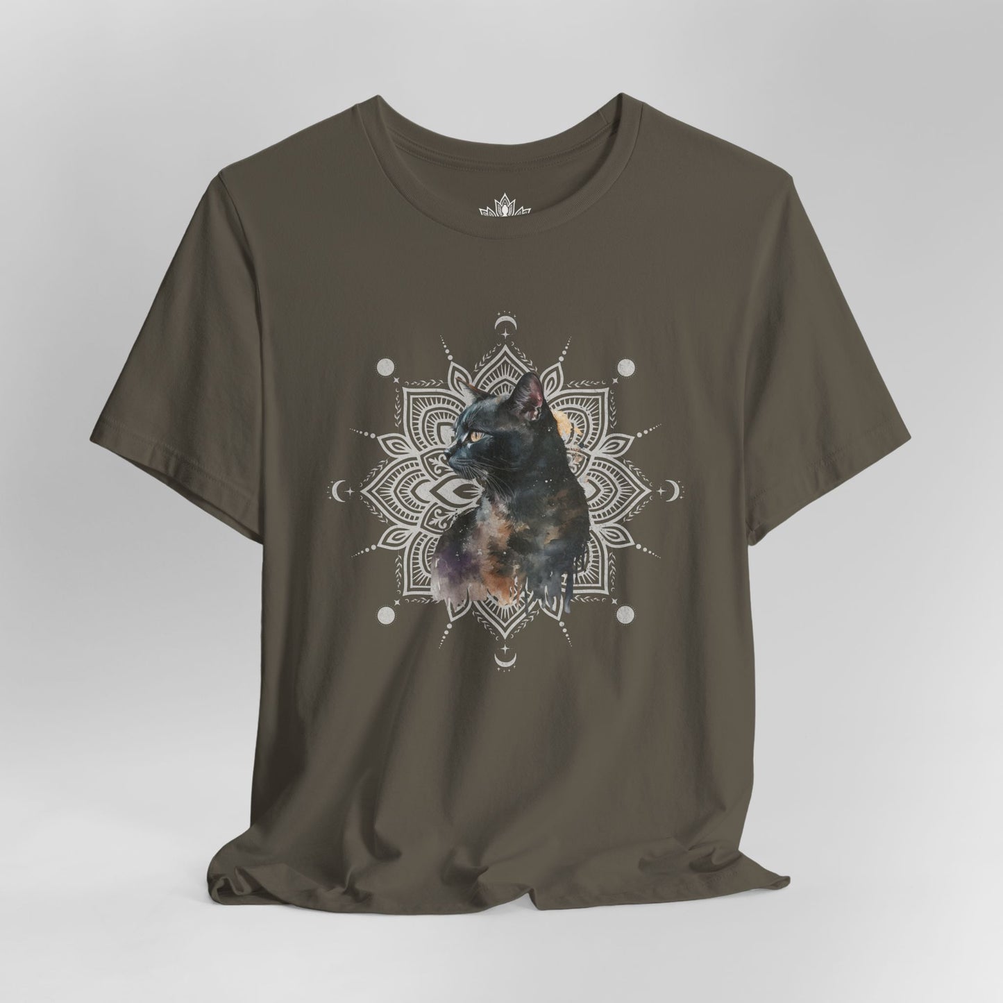 Mystic Black Cat – Mandala Moon Gaze Tee