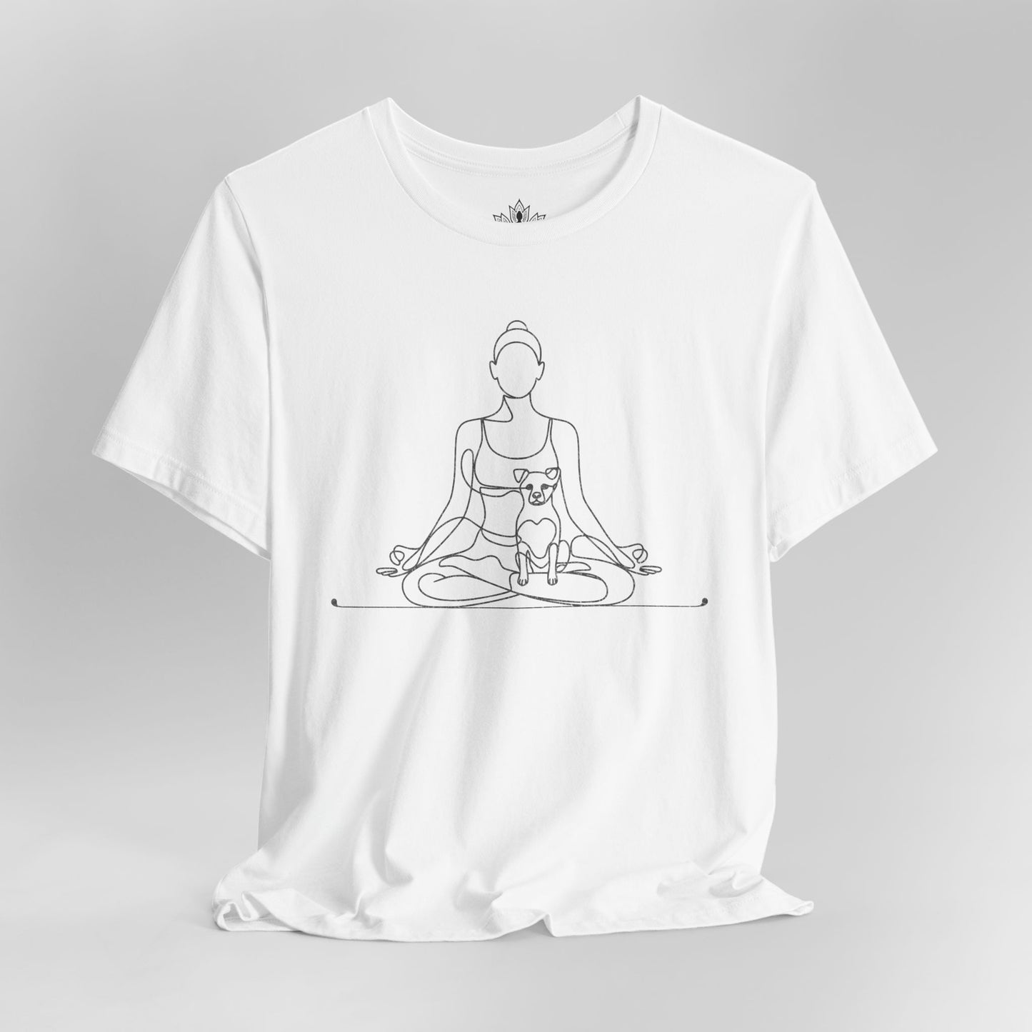 Yoga with My Dog – Minimalist Line Art Tee