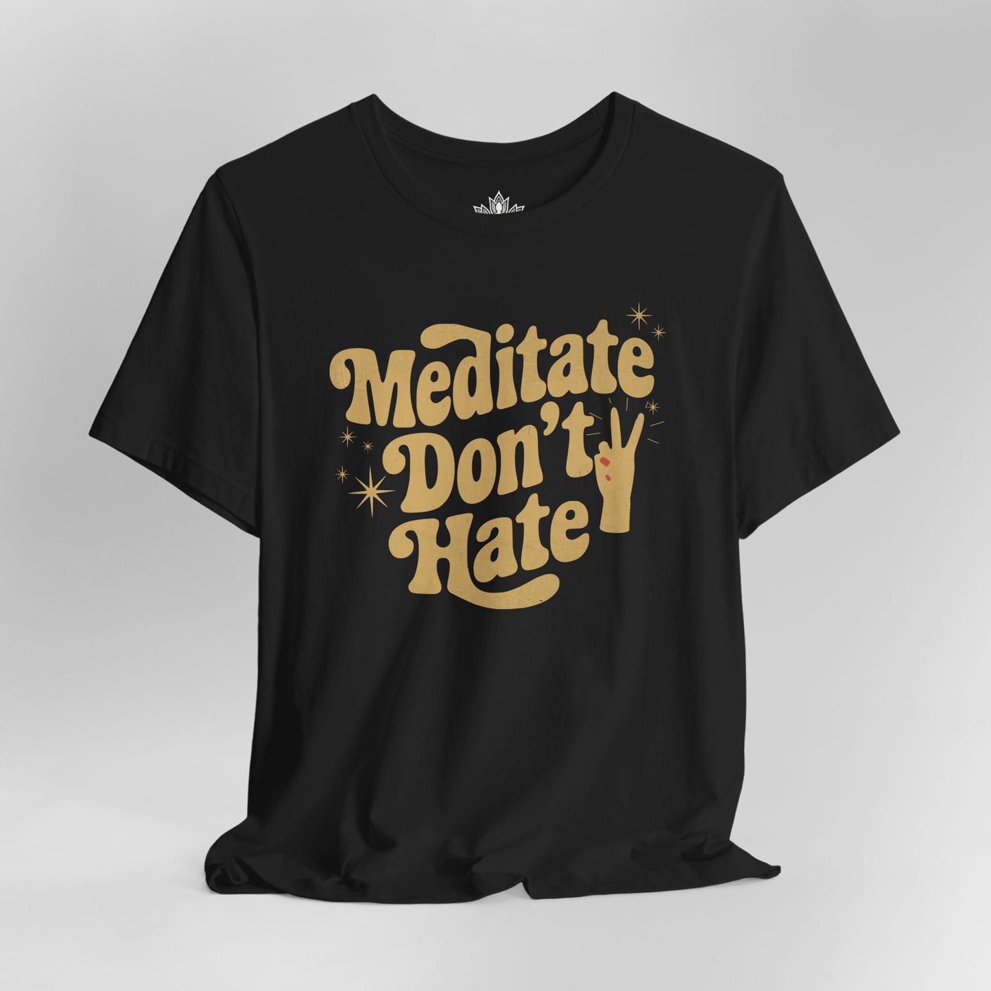 Meditate Don’t Hate – Retro Peace Yoga Tee