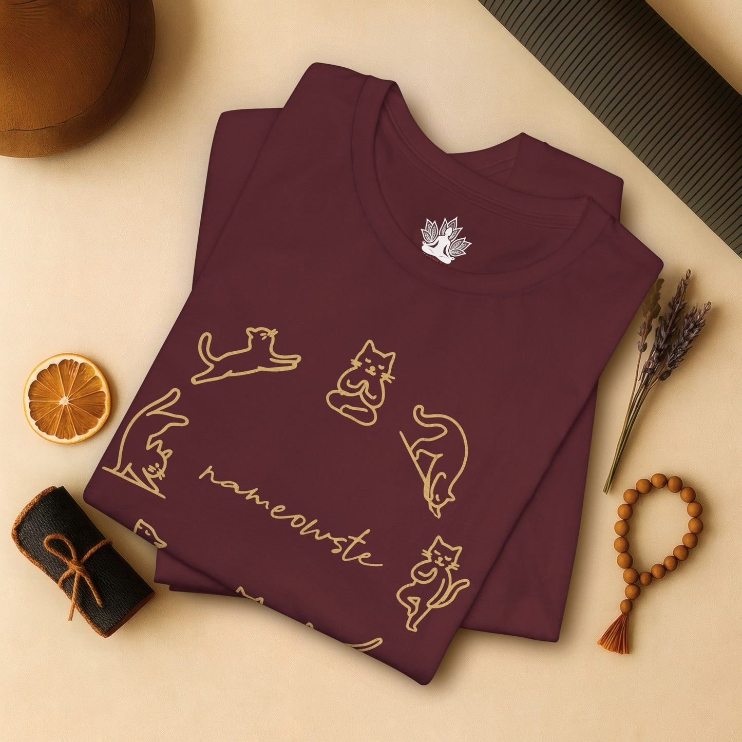 Nameowste Yoga Cats – Minimalist Funny Tee