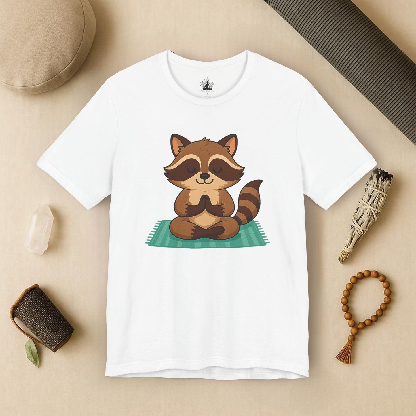 Meditating Raccoon – Lotus Pose Animal Tee