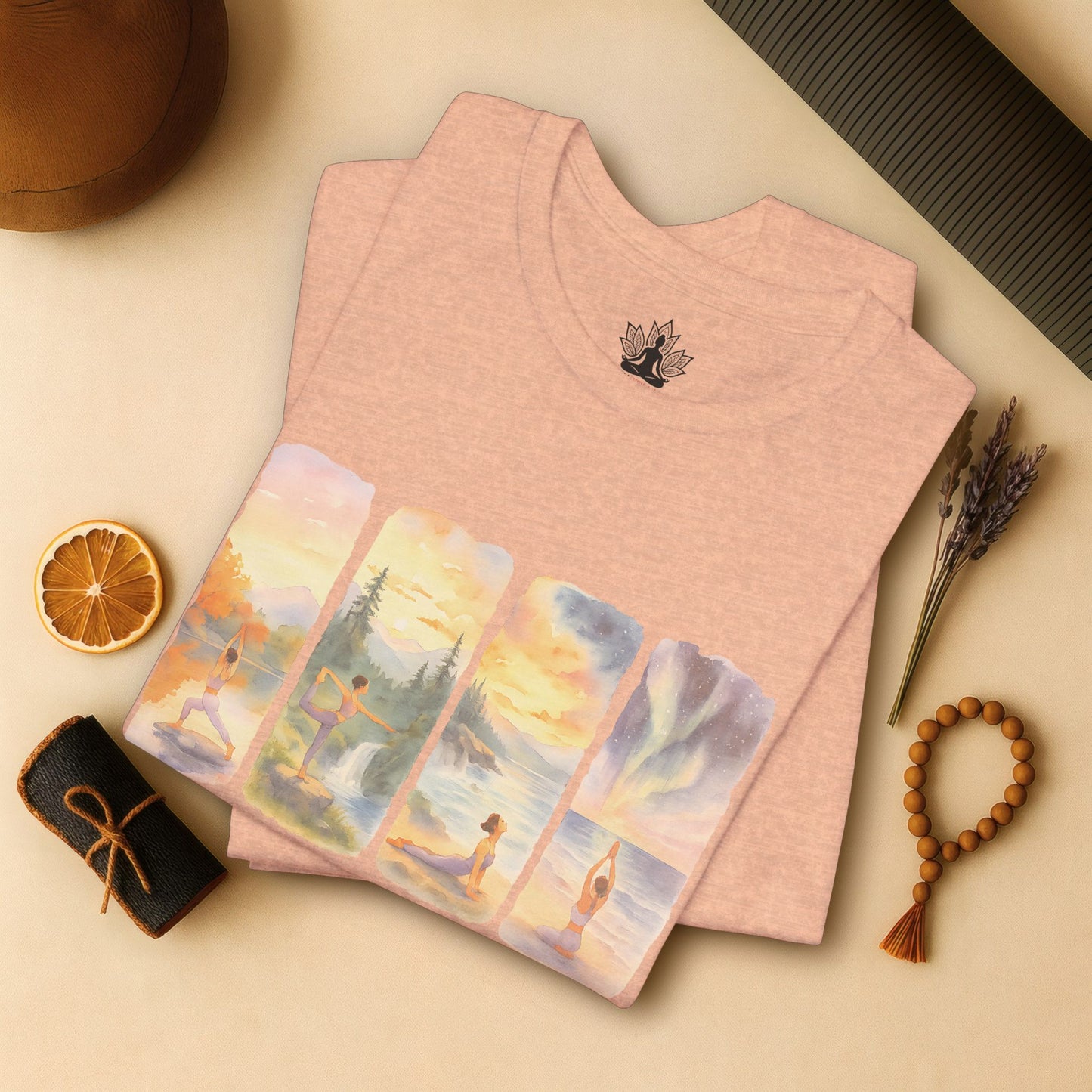 Watercolor Yoga – Rooted & Free Nature Tee