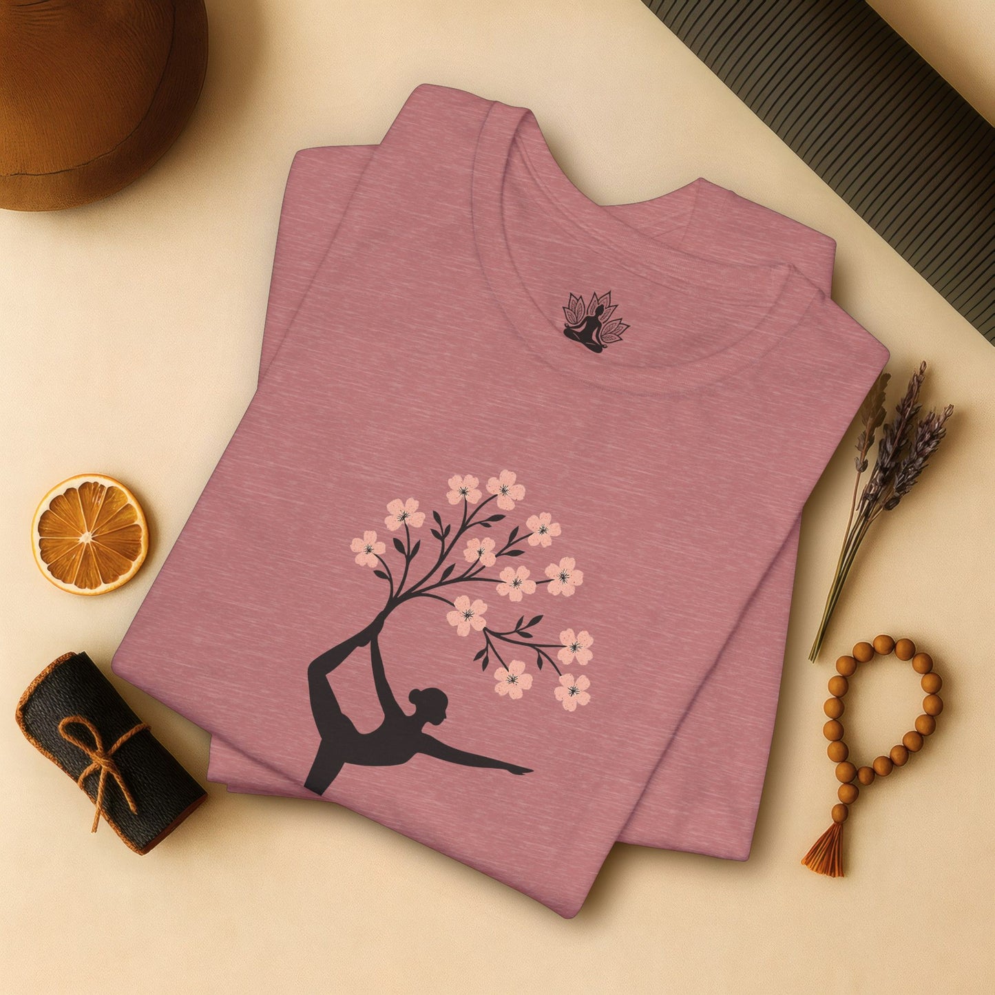 Cherry Blossom Rooted – Yoga Tree Pose Tee
