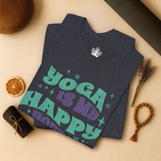 Yoga Is My Happy Hour – Retro Groovy Tee