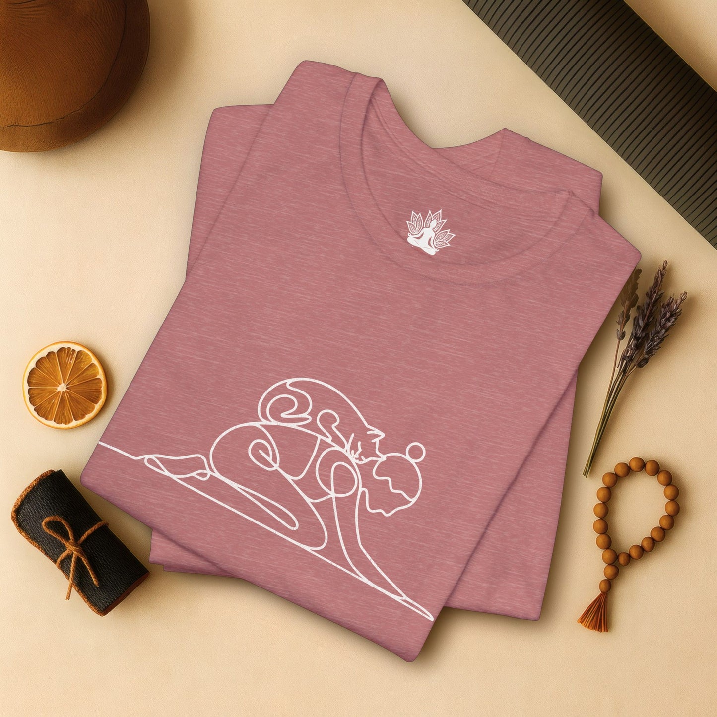Cat on Back Yoga Pose Tee – Line Art