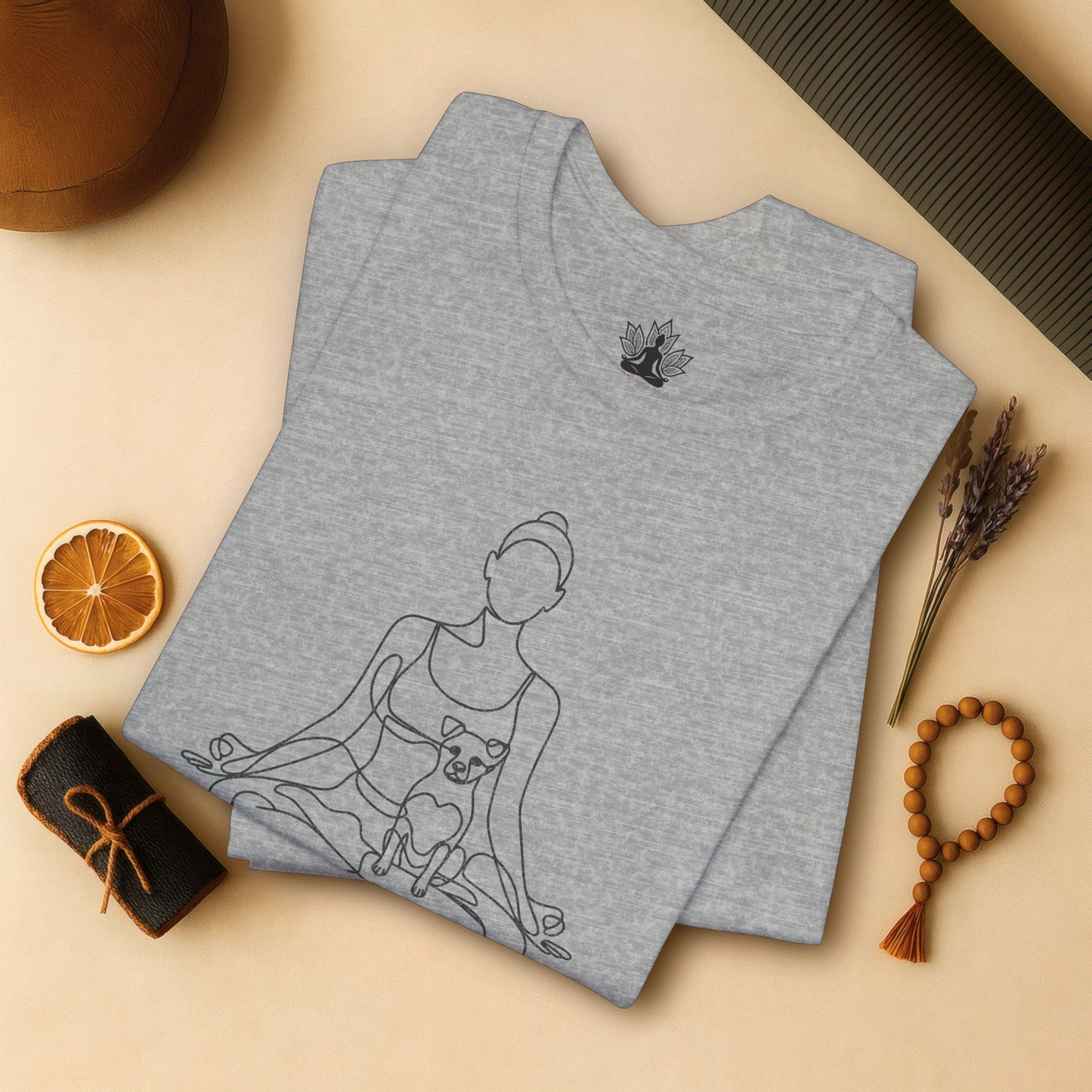 Yoga with My Dog – Minimalist Line Art Tee