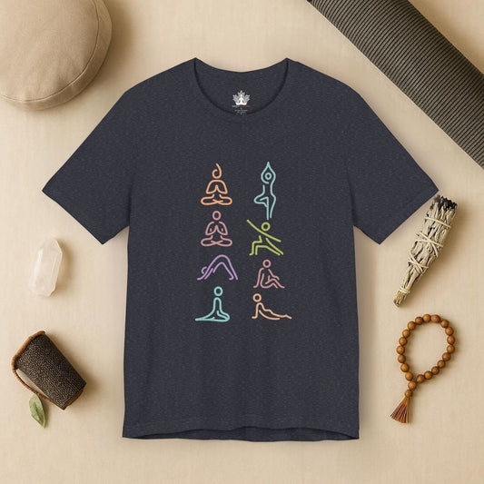 Minimalist Yoga Poses Tee – Mindful Line Art
