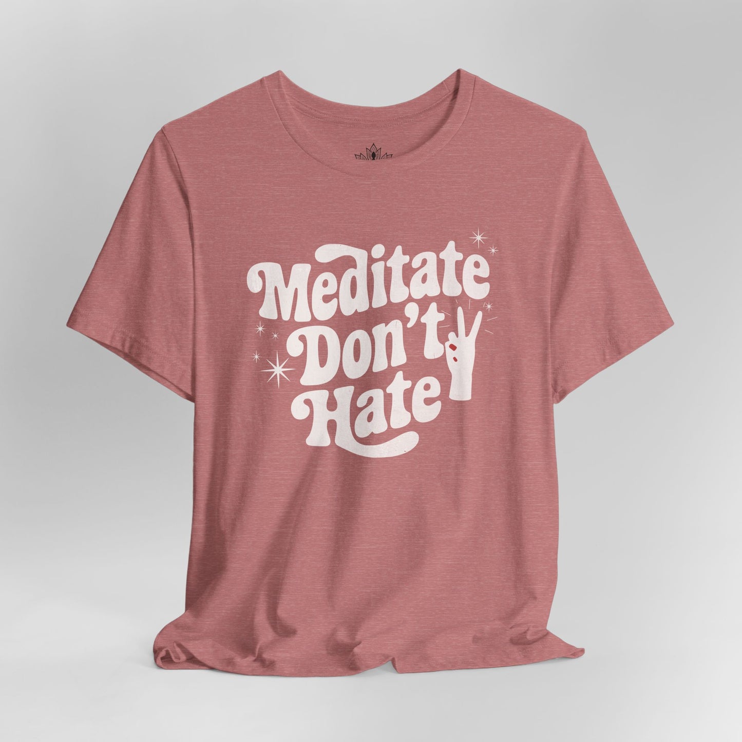 Meditate Don’t Hate – Retro Peace Yoga Tee