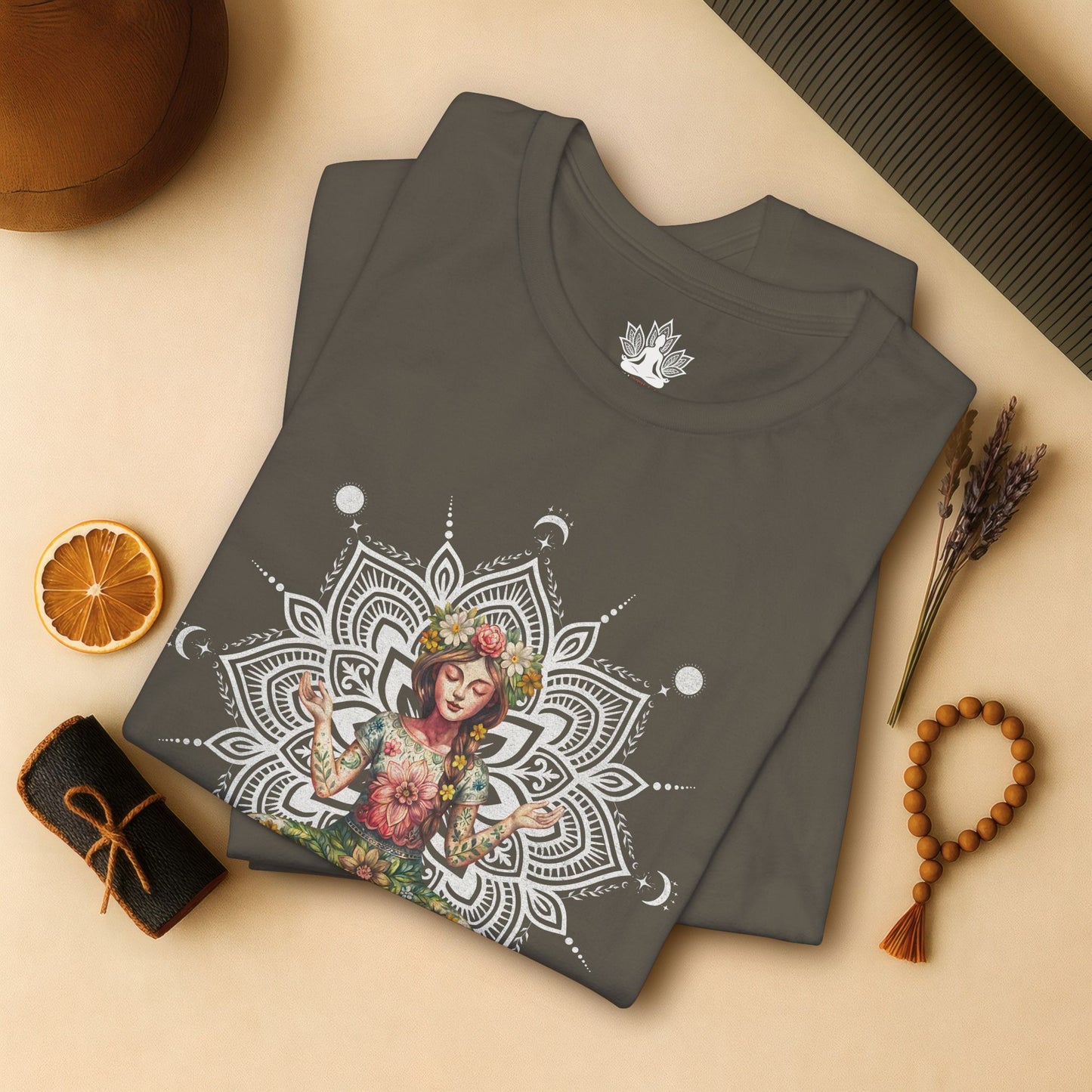 Flower Meditation Boho – Botanical Lotus Pose Tee