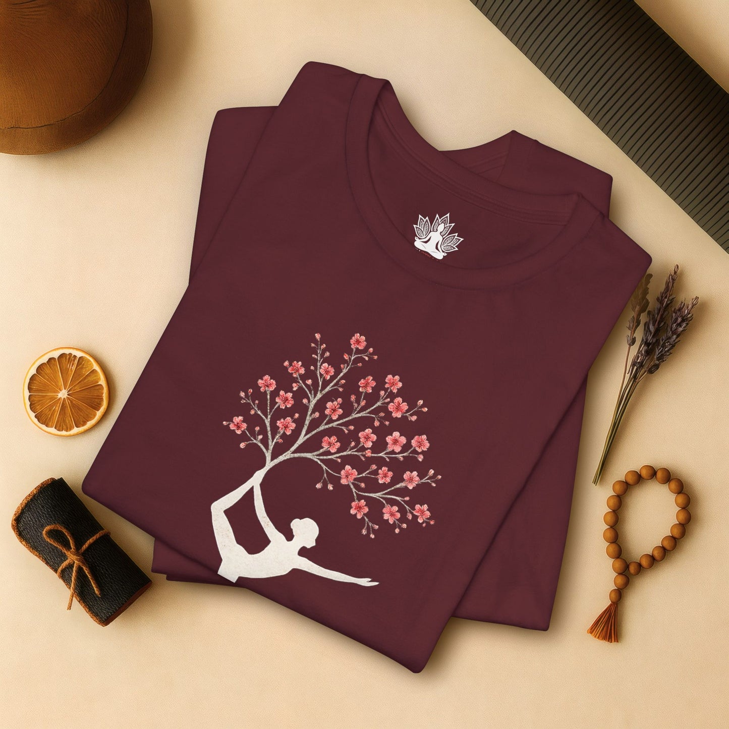 Cherry Blossom Rooted – Yoga Tree Pose Tee