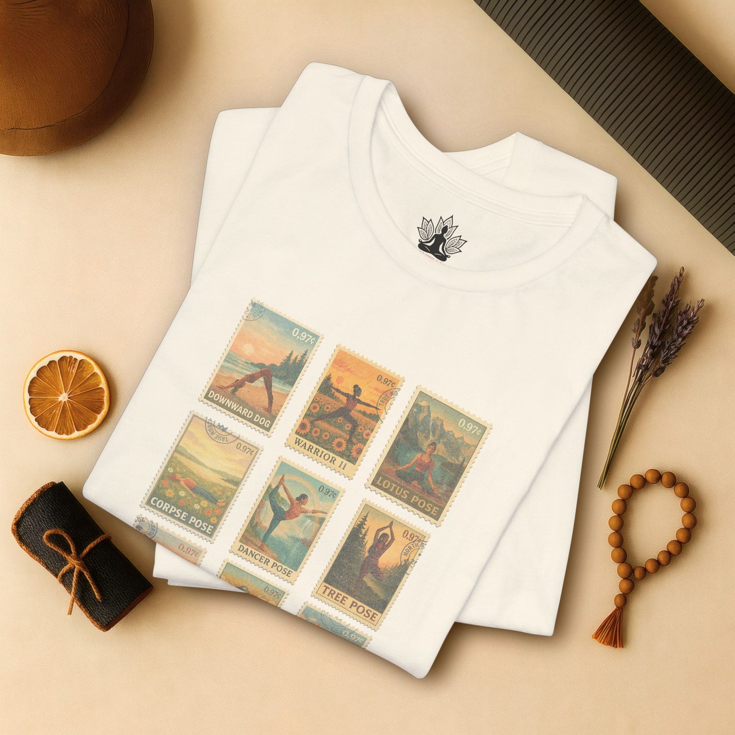 Yoga Postage Poses – Vintage Stamp Tee