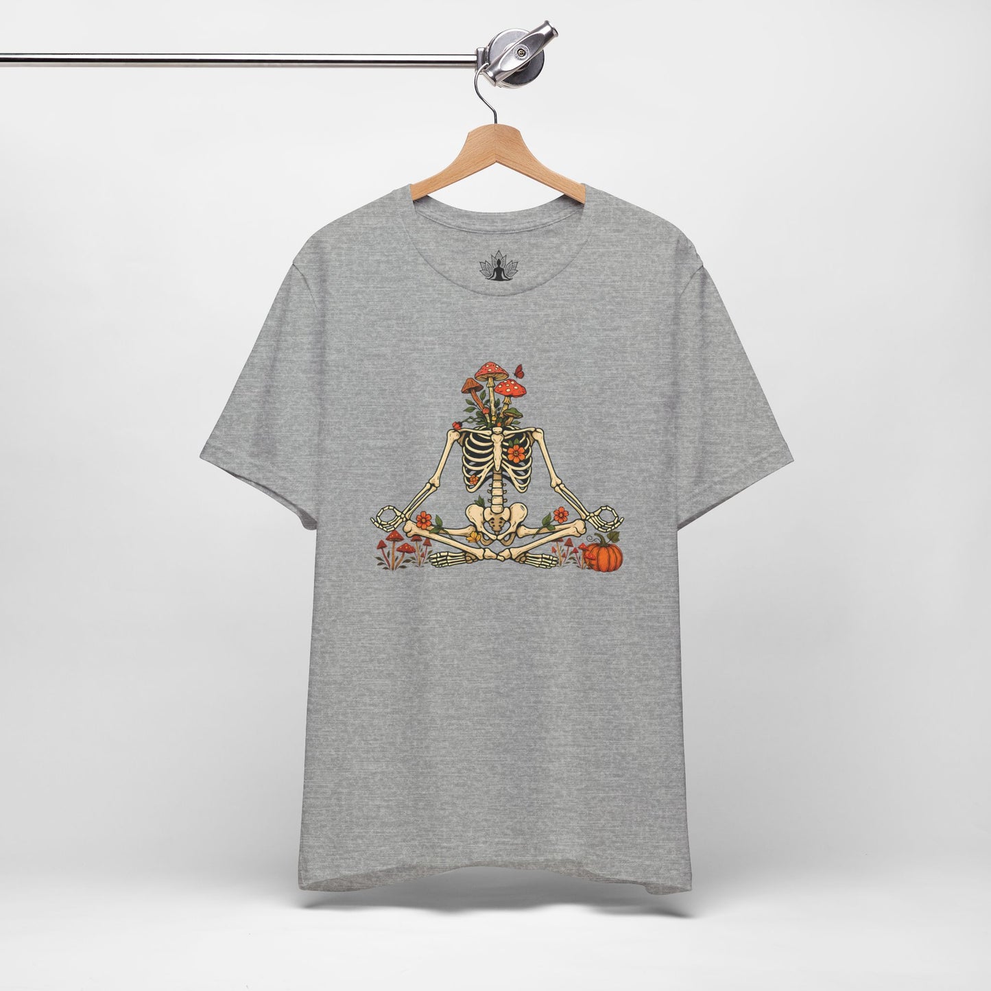 Skeleton Meditation – Halloween Mushroom Men Tee