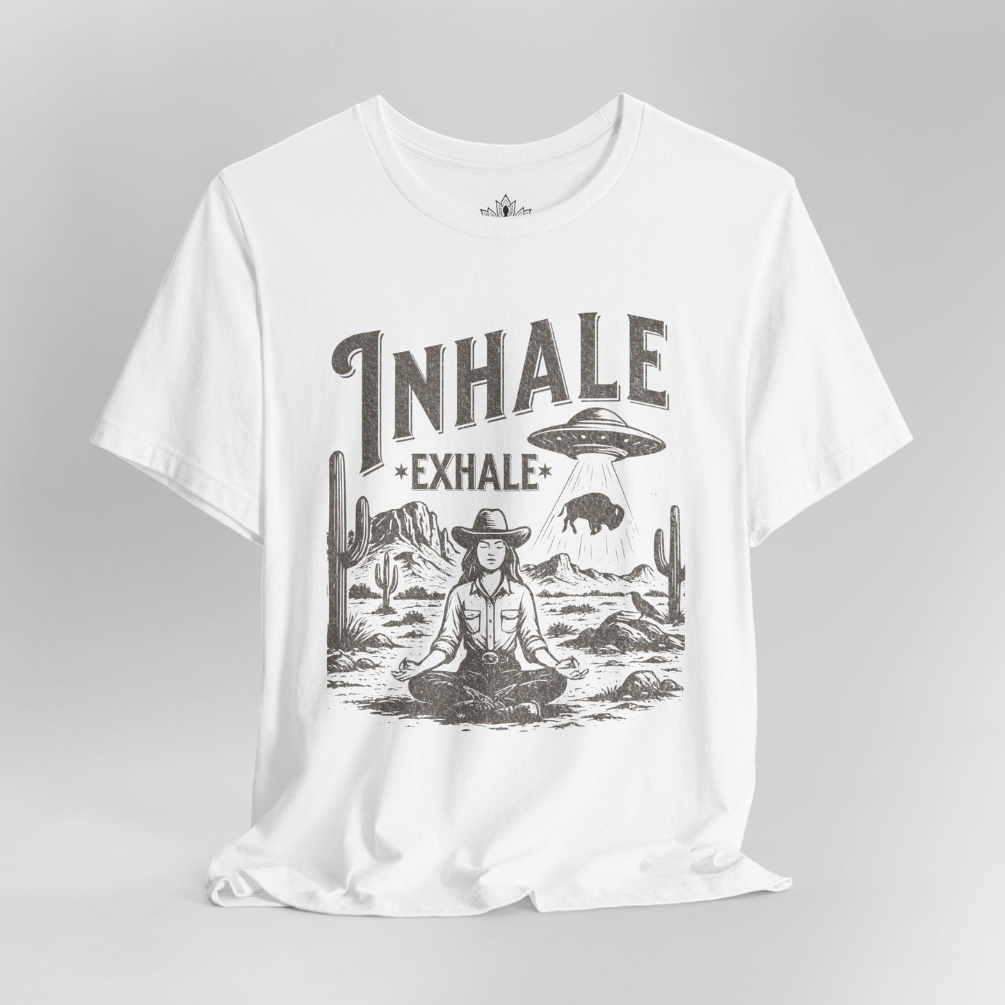 Cowgirl Inhale Exhale – Western UFO Mindfulness Tee