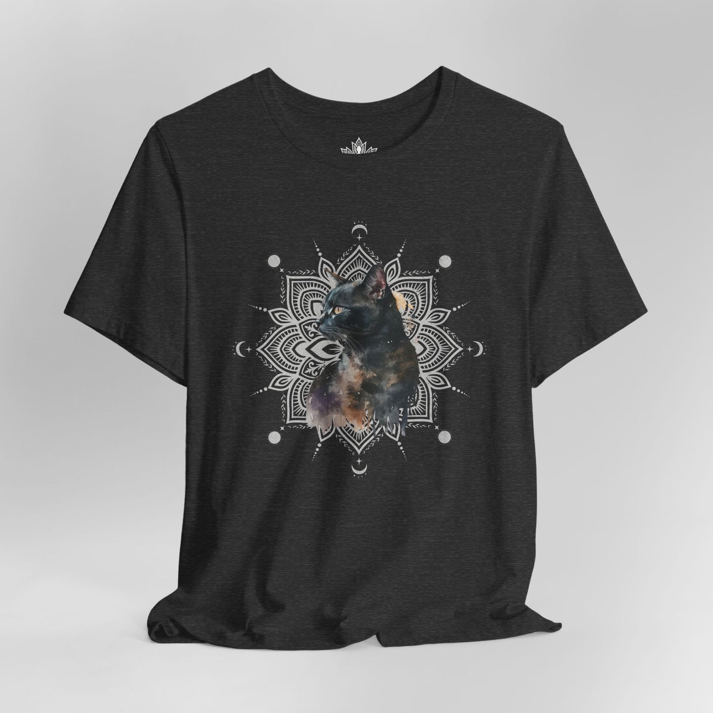 Mystic Black Cat – Mandala Moon Gaze Tee