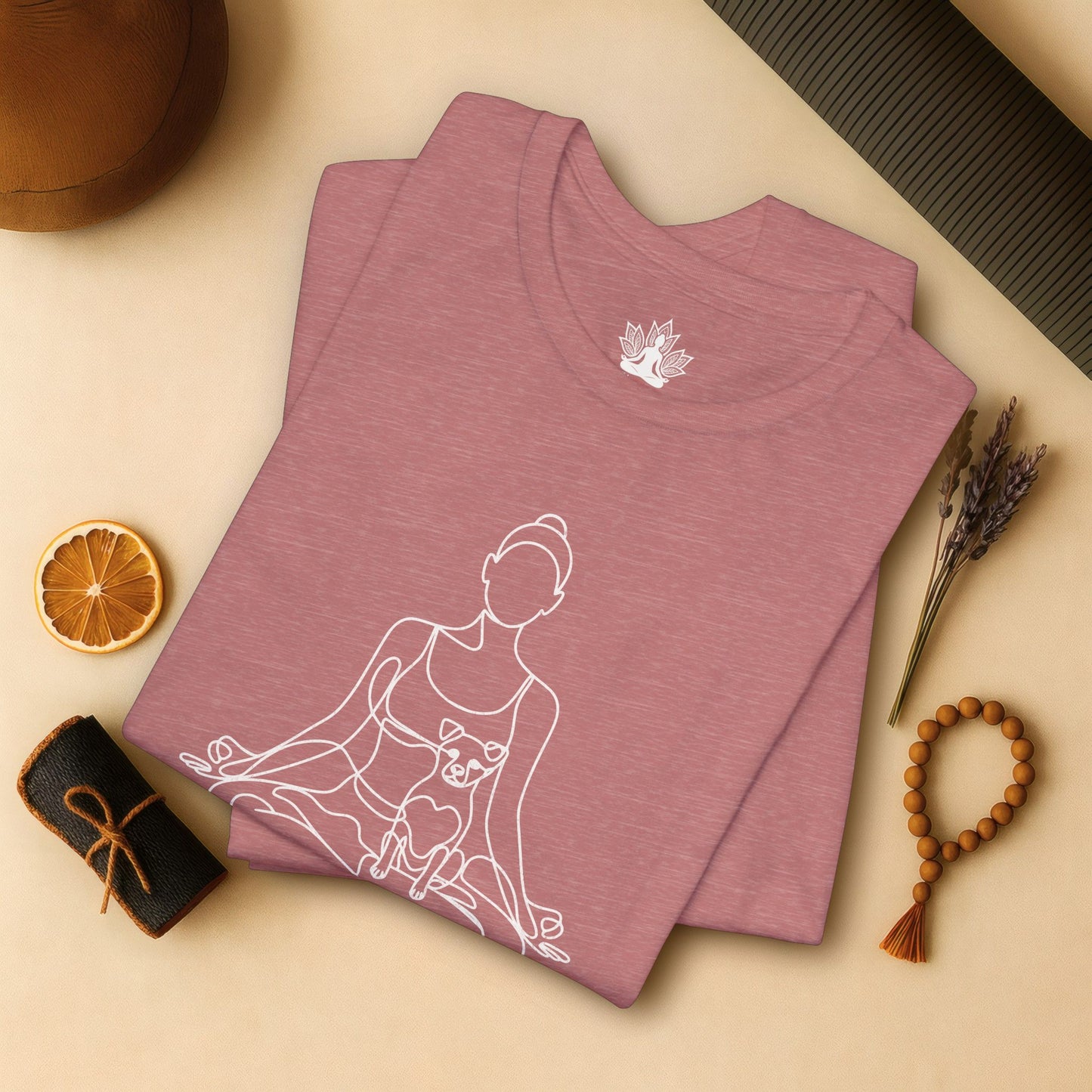 Yoga with My Dog – Minimalist Line Art Tee