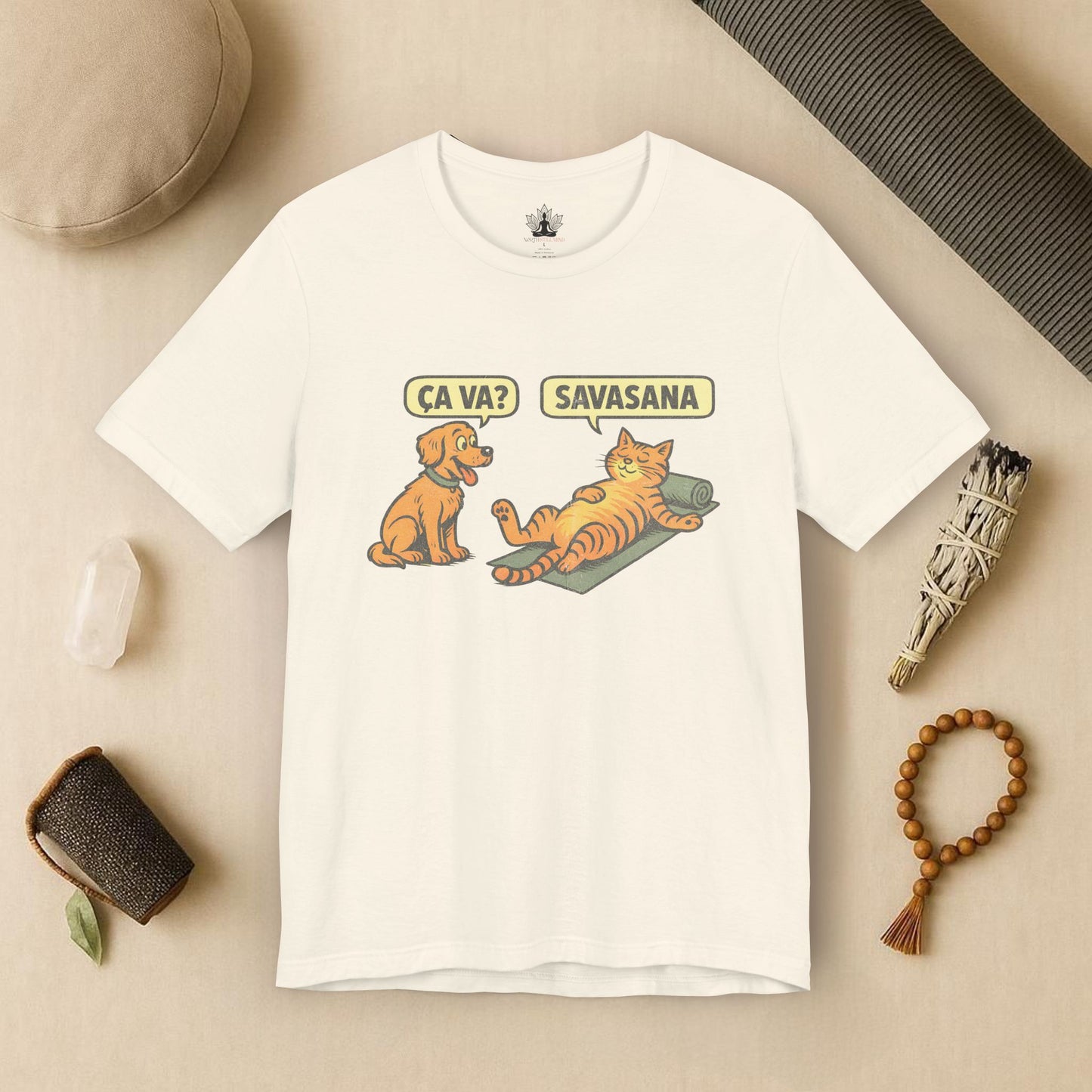 Ça Va French Savasana – Funny Cat Yoga Tee