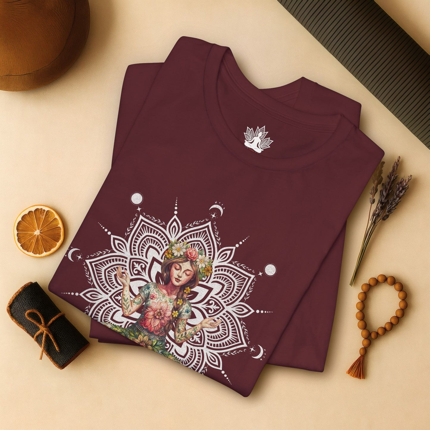 Flower Meditation Boho – Botanical Lotus Pose Tee