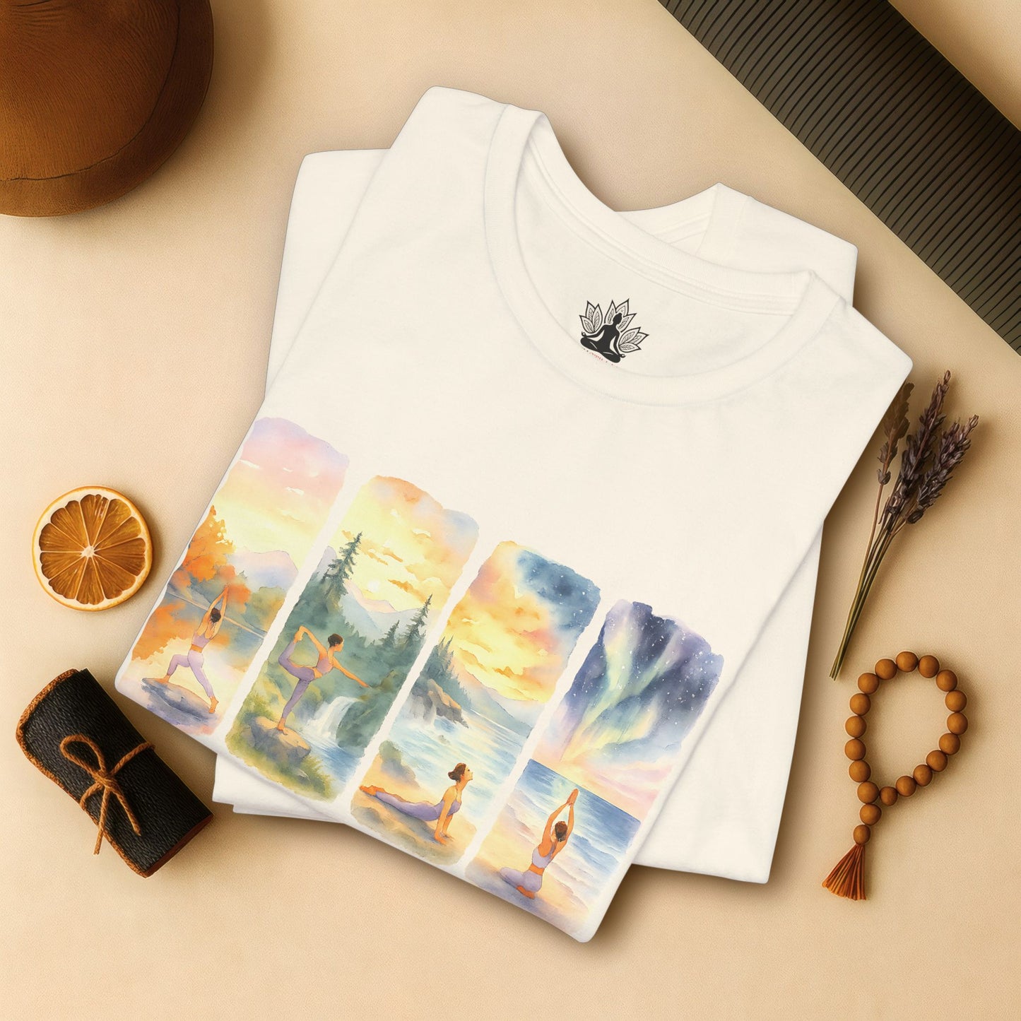 Watercolor Yoga – Rooted & Free Nature Tee