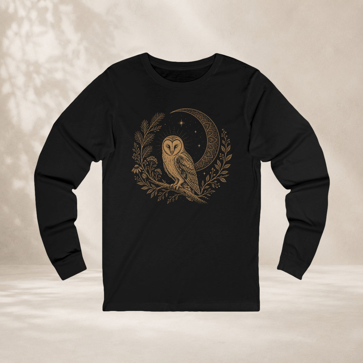 Barn Owl Mandala Moon Long Sleeve Tee