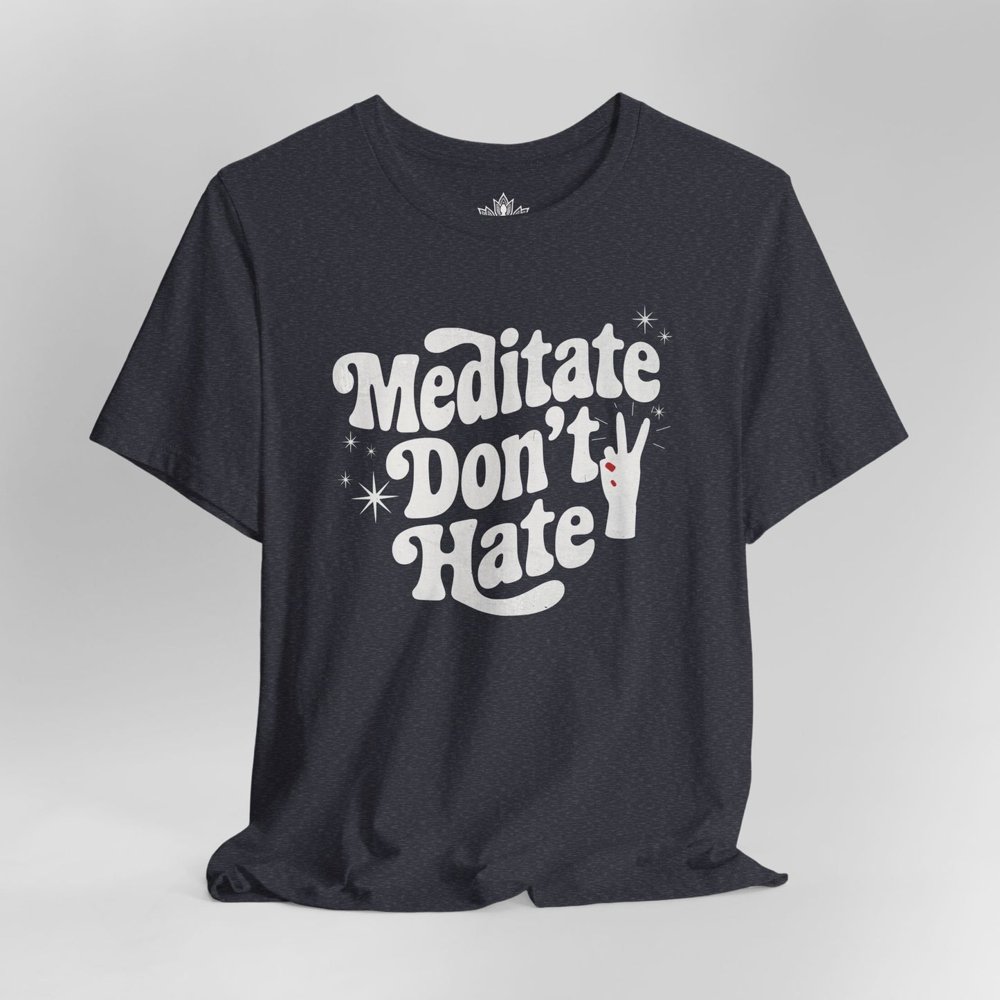 Meditate Don’t Hate – Retro Peace Yoga Tee