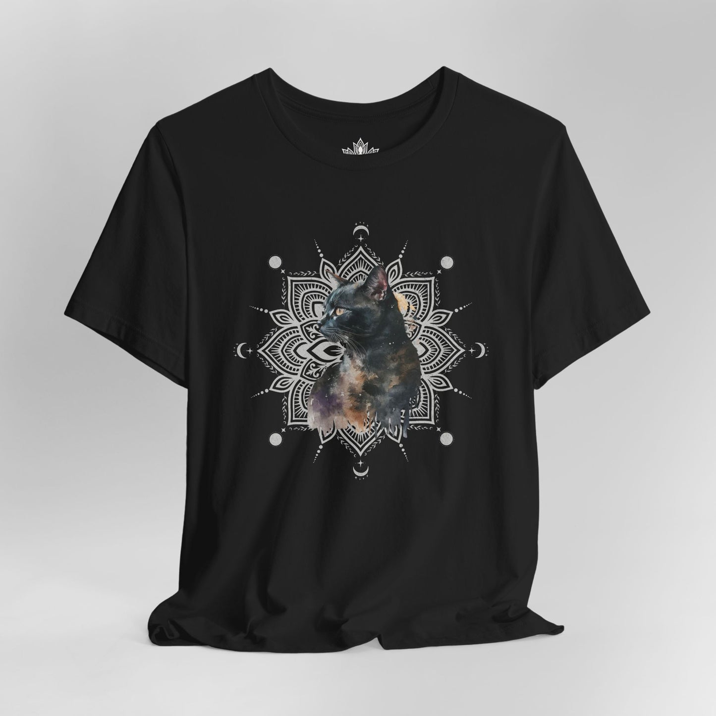 Mystic Black Cat – Mandala Moon Gaze Tee