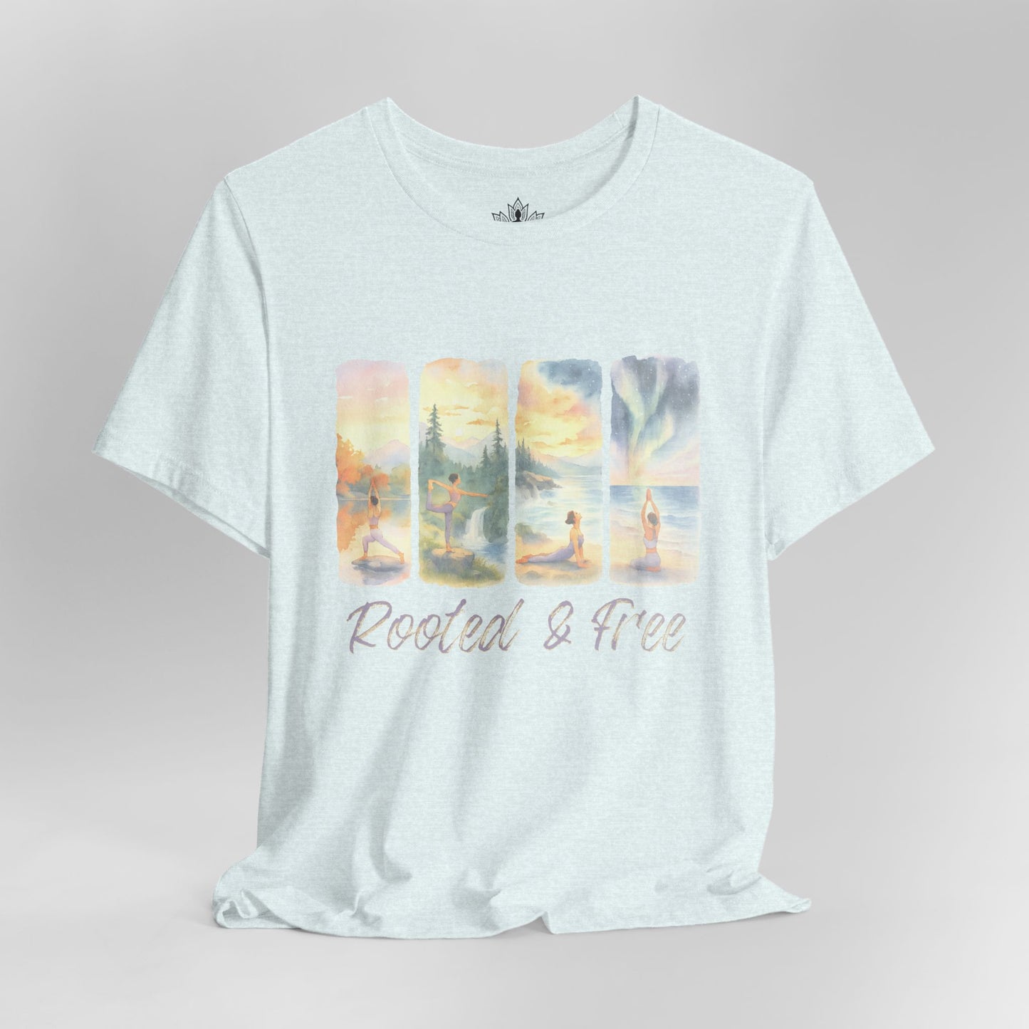Watercolor Yoga – Rooted & Free Nature Tee