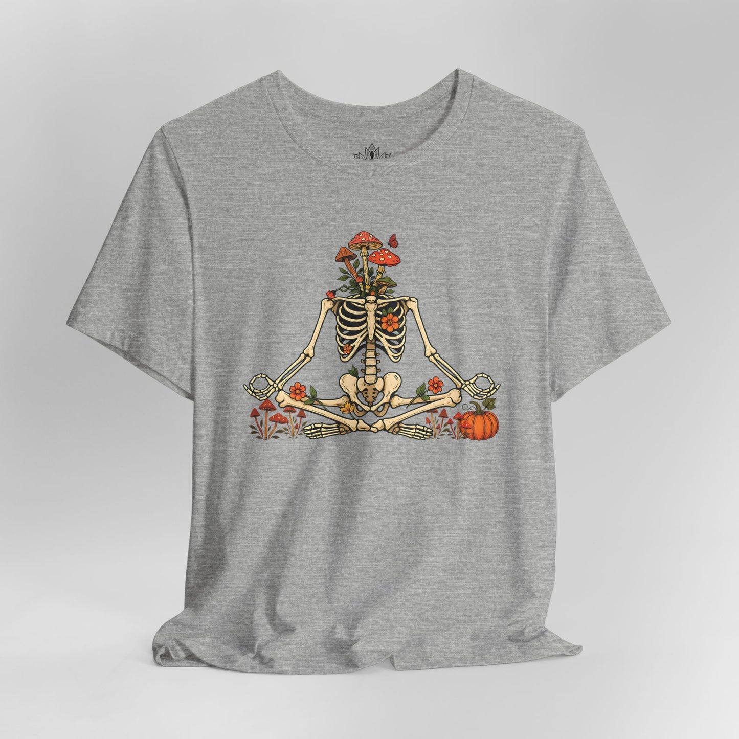 Skeleton Meditation – Halloween Mushroom Tee