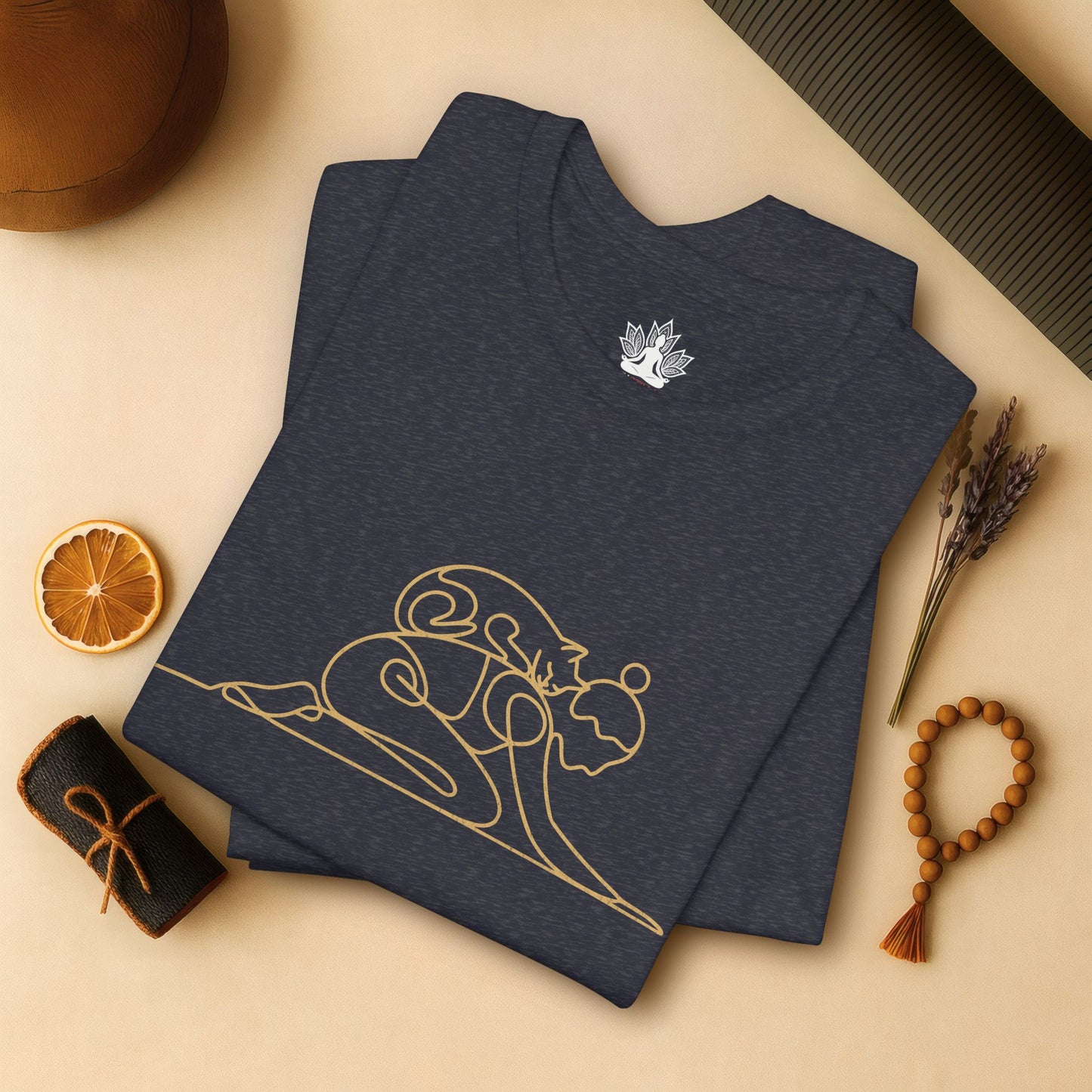 Cat on Back Yoga Pose Tee – Line Art