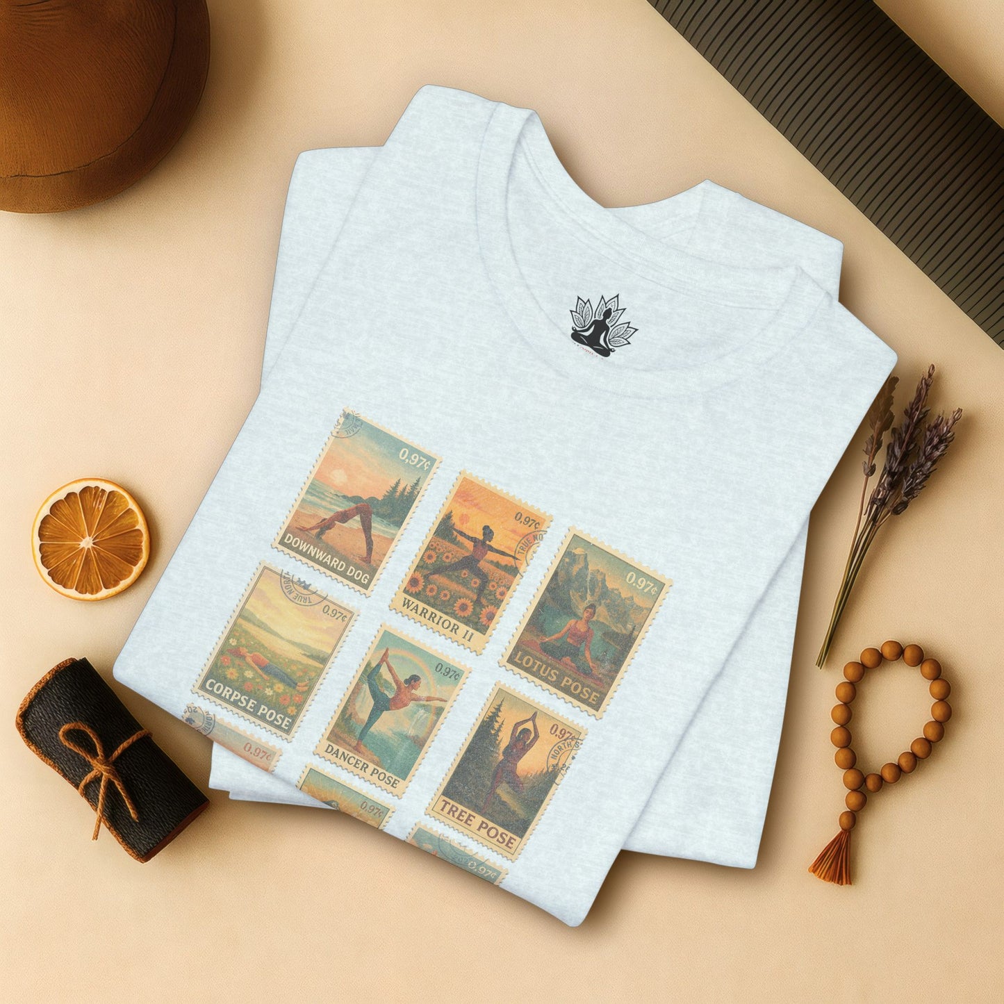 Yoga Postage Poses – Vintage Stamp Tee