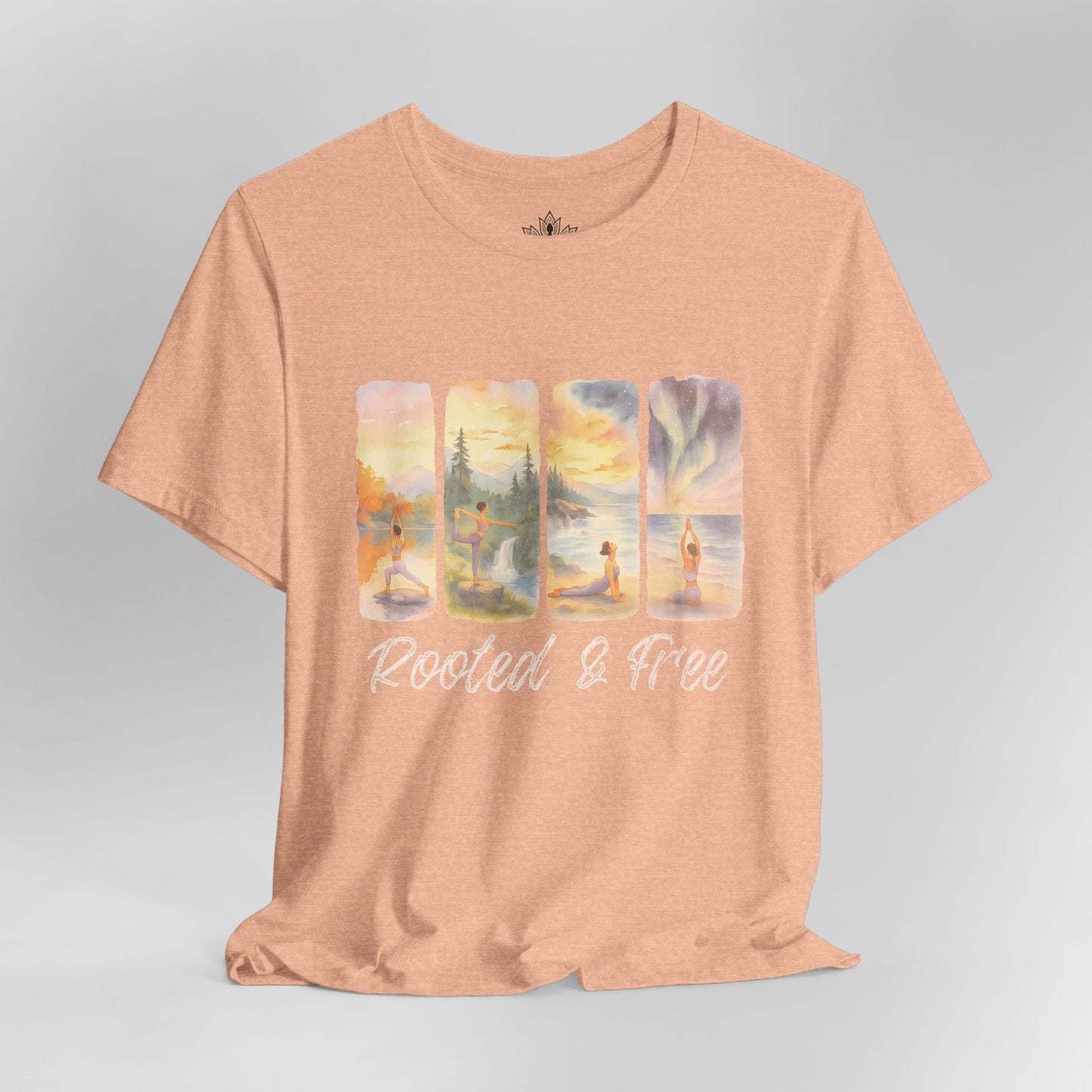 Watercolor Yoga – Rooted & Free Nature Tee