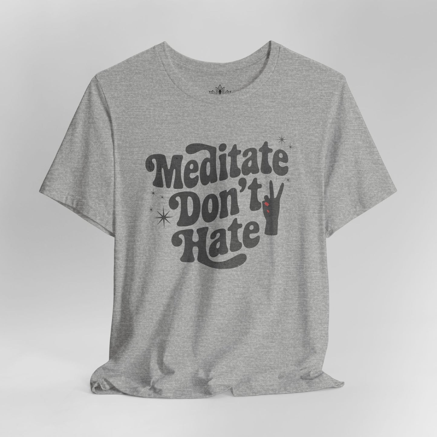 Meditate Don’t Hate – Retro Peace Yoga Tee