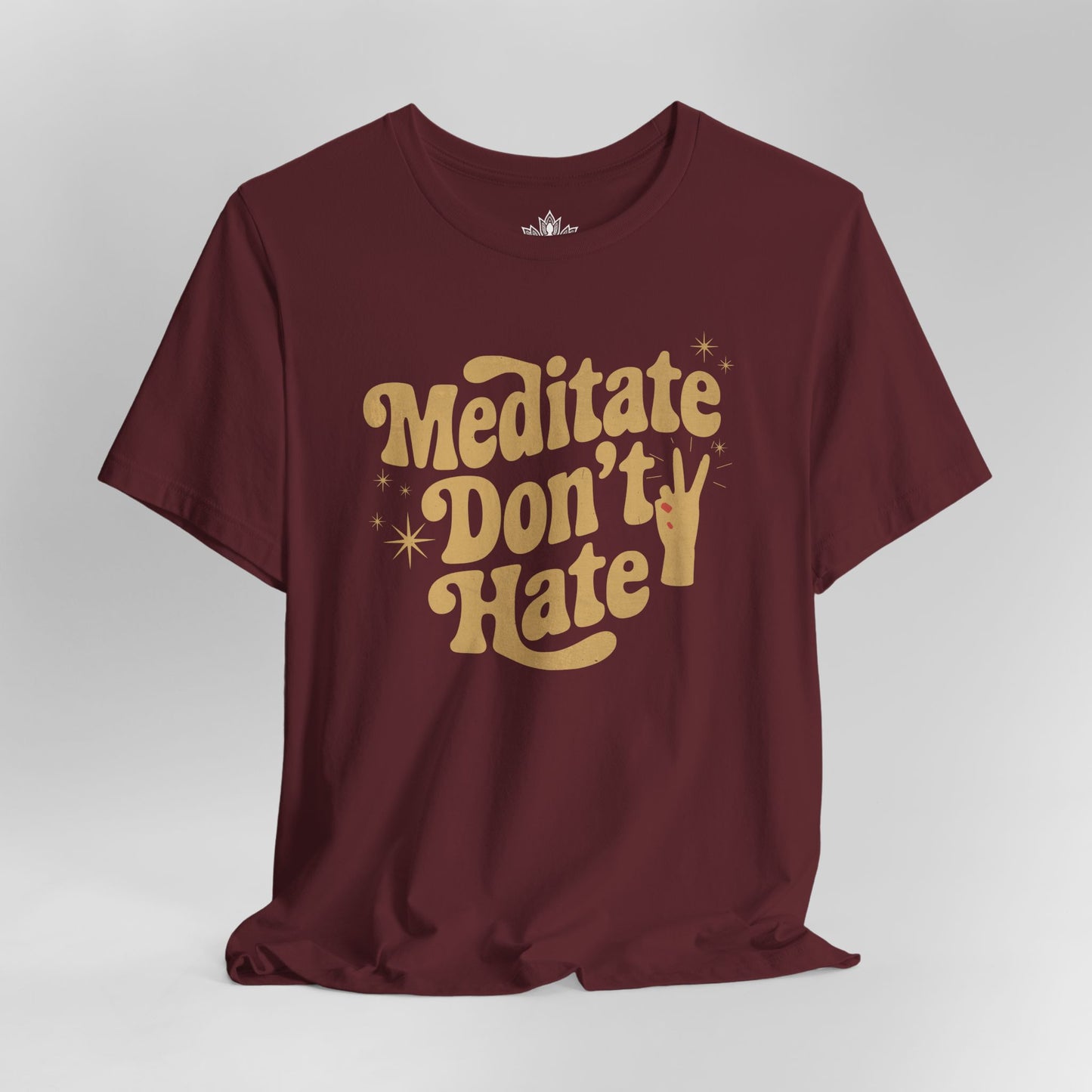 Meditate Don’t Hate – Retro Peace Yoga Tee