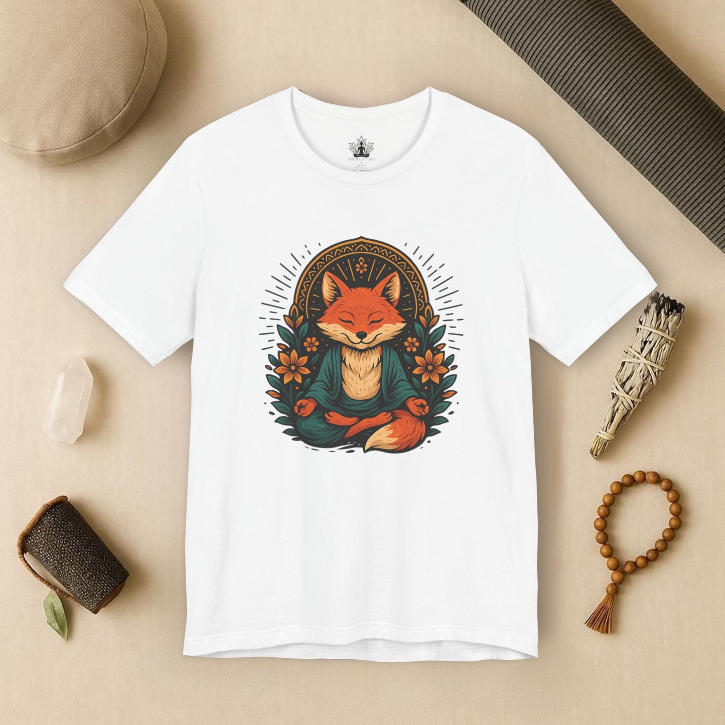 Meditating Fox - Floral Boho Tee