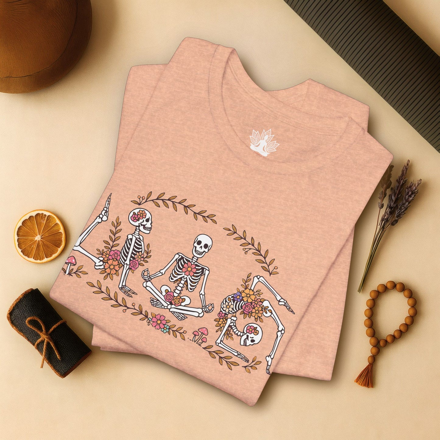 Floral Skeletons – Yoga Halloween Tee