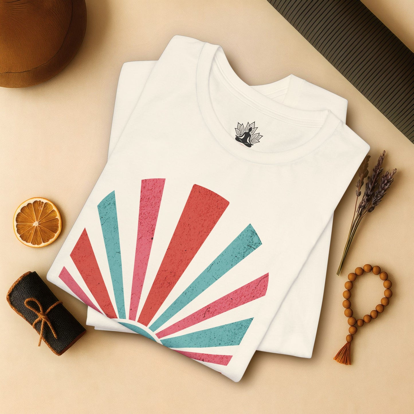 Hot Yoga Sunrise – Retro Sunset Happiness Tee