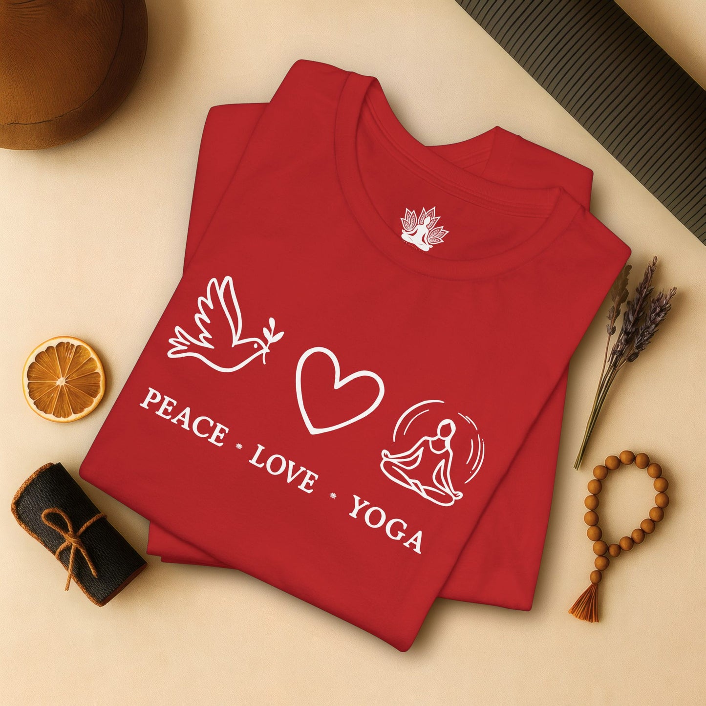 Peace Love Yoga – Boho Minimalist Mindful Tee