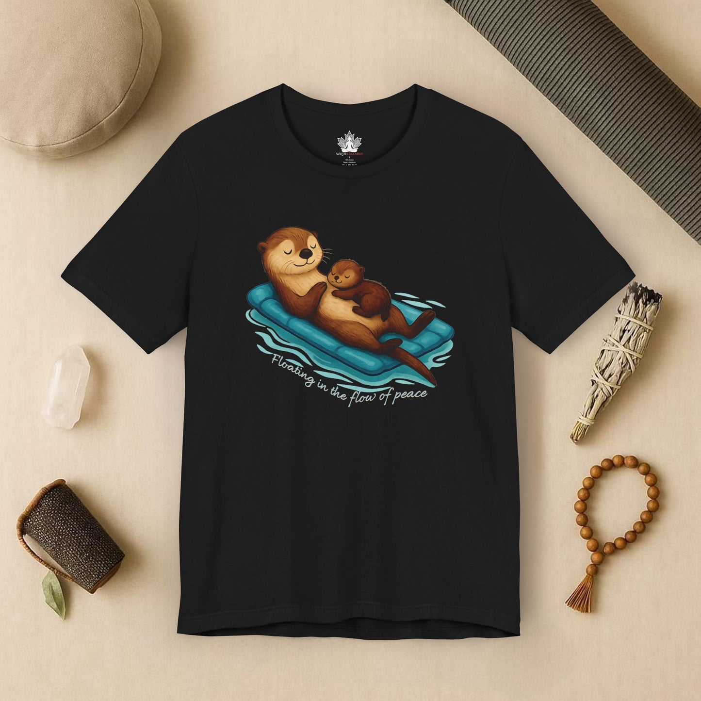 Floating Otters – Cute Zen Mama Tee