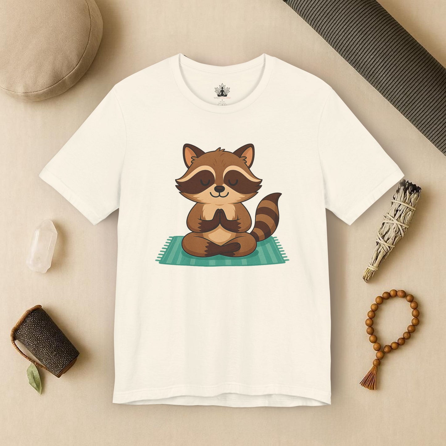 Meditating Raccoon – Lotus Pose Animal Tee