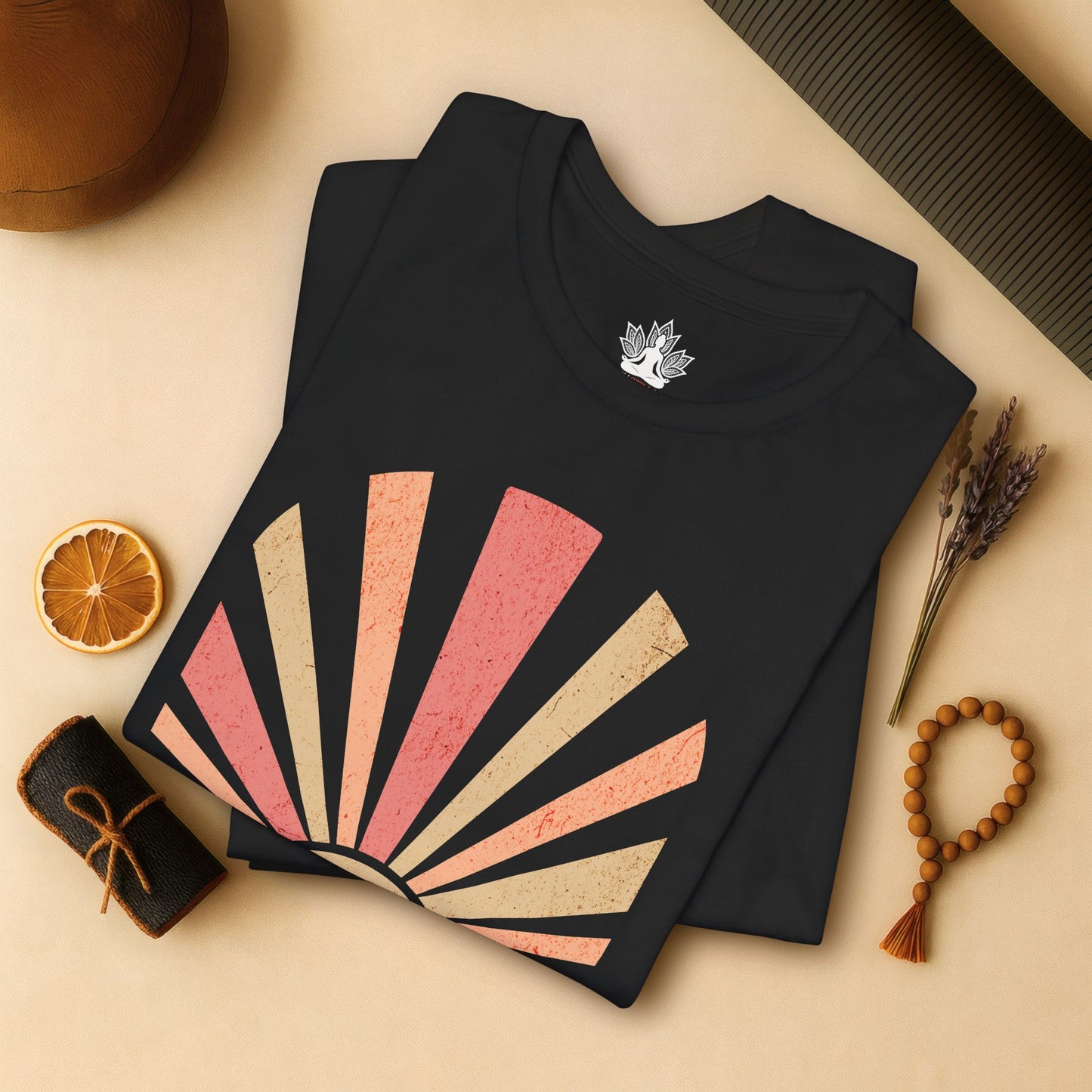 Hot Yoga Sunrise – Retro Sunset Happiness Tee