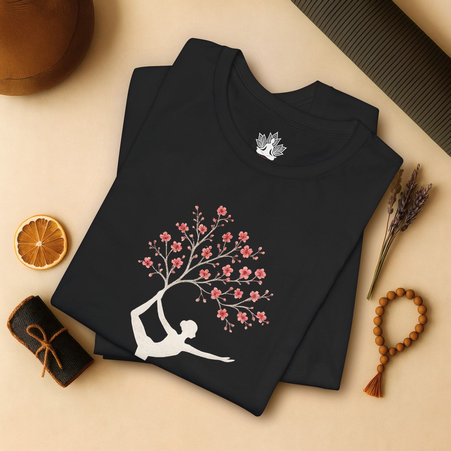 Cherry Blossom Rooted – Yoga Tree Pose Tee