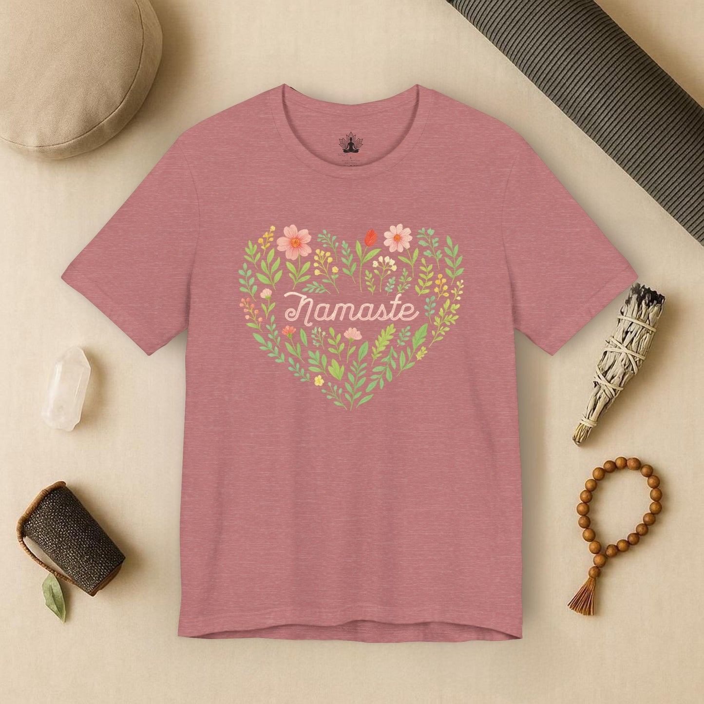 Namaste Floral Heart – Yoga Spirit Tee