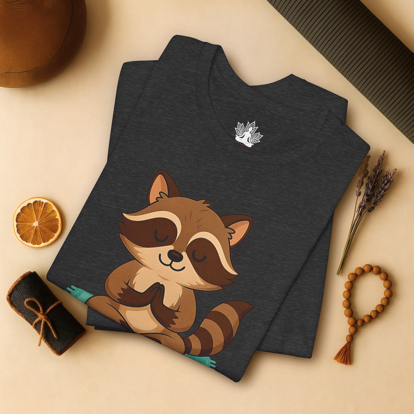 Meditating Raccoon – Lotus Pose Animal Tee
