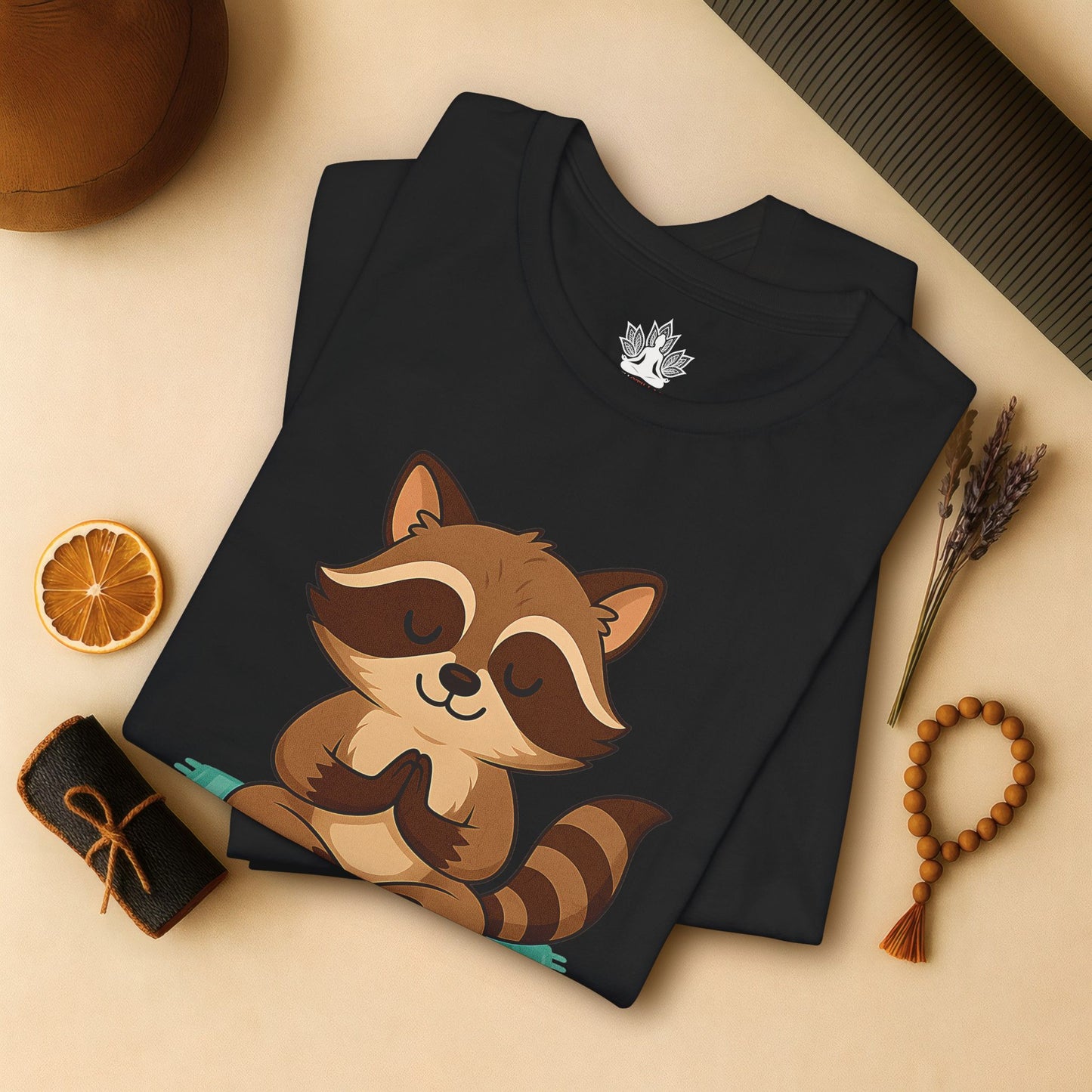 Meditating Raccoon – Lotus Pose Animal Tee