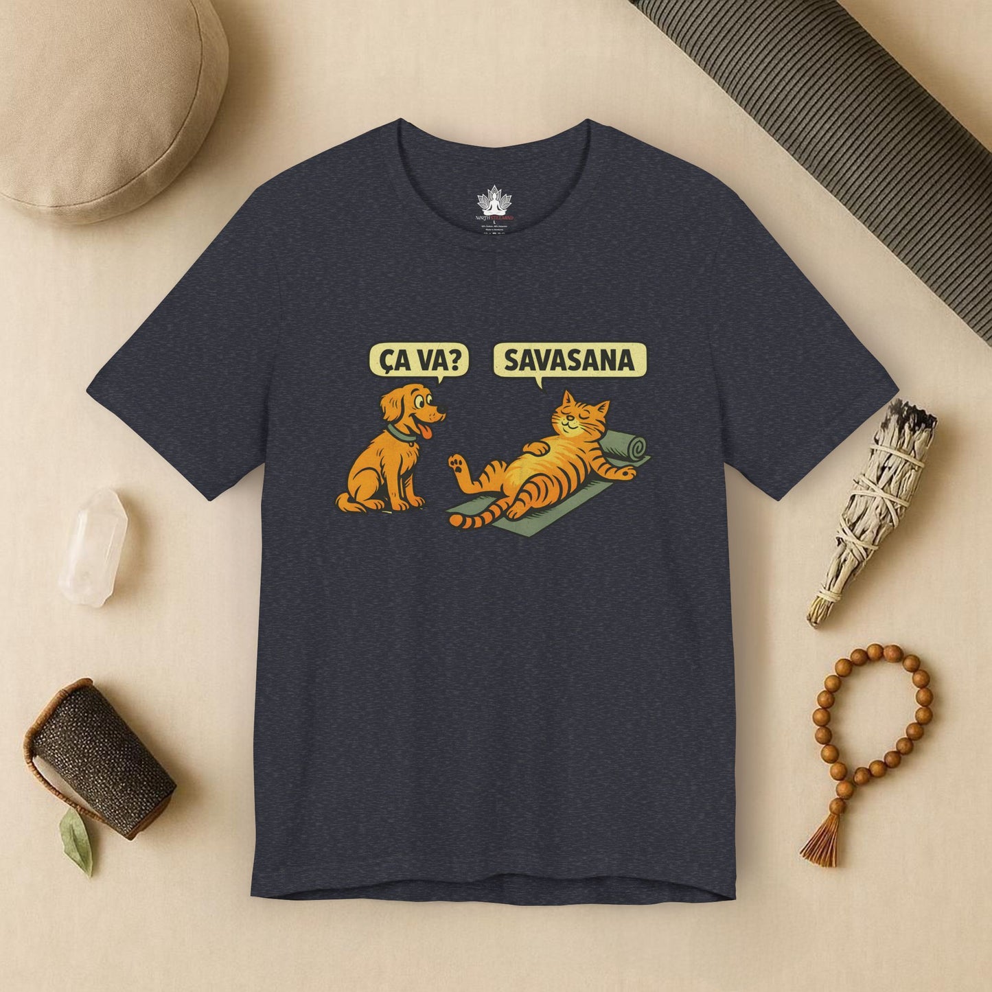 Ça Va French Savasana – Funny Cat Yoga Tee