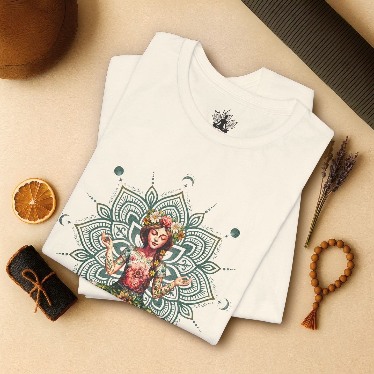 Flower Meditation Boho – Botanical Lotus Pose Tee