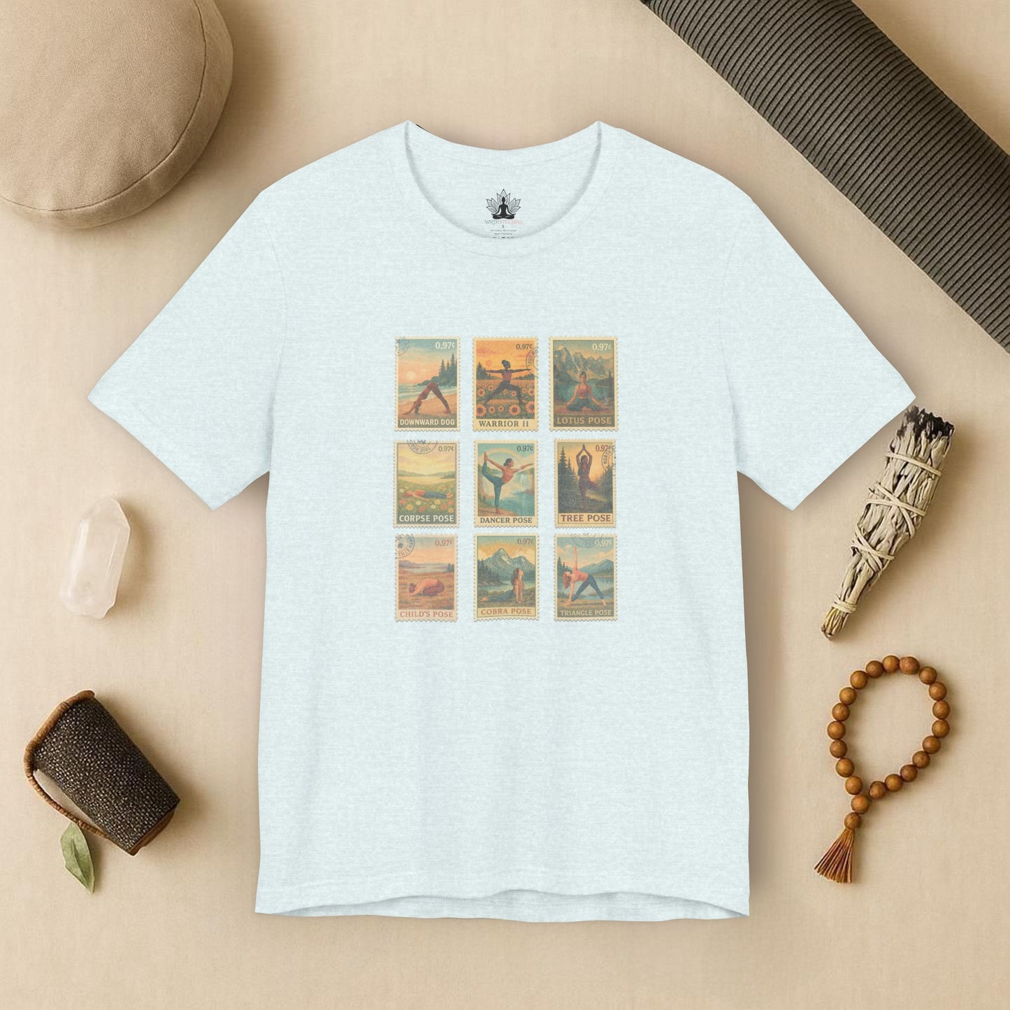 Yoga Postage Poses – Vintage Stamp Tee