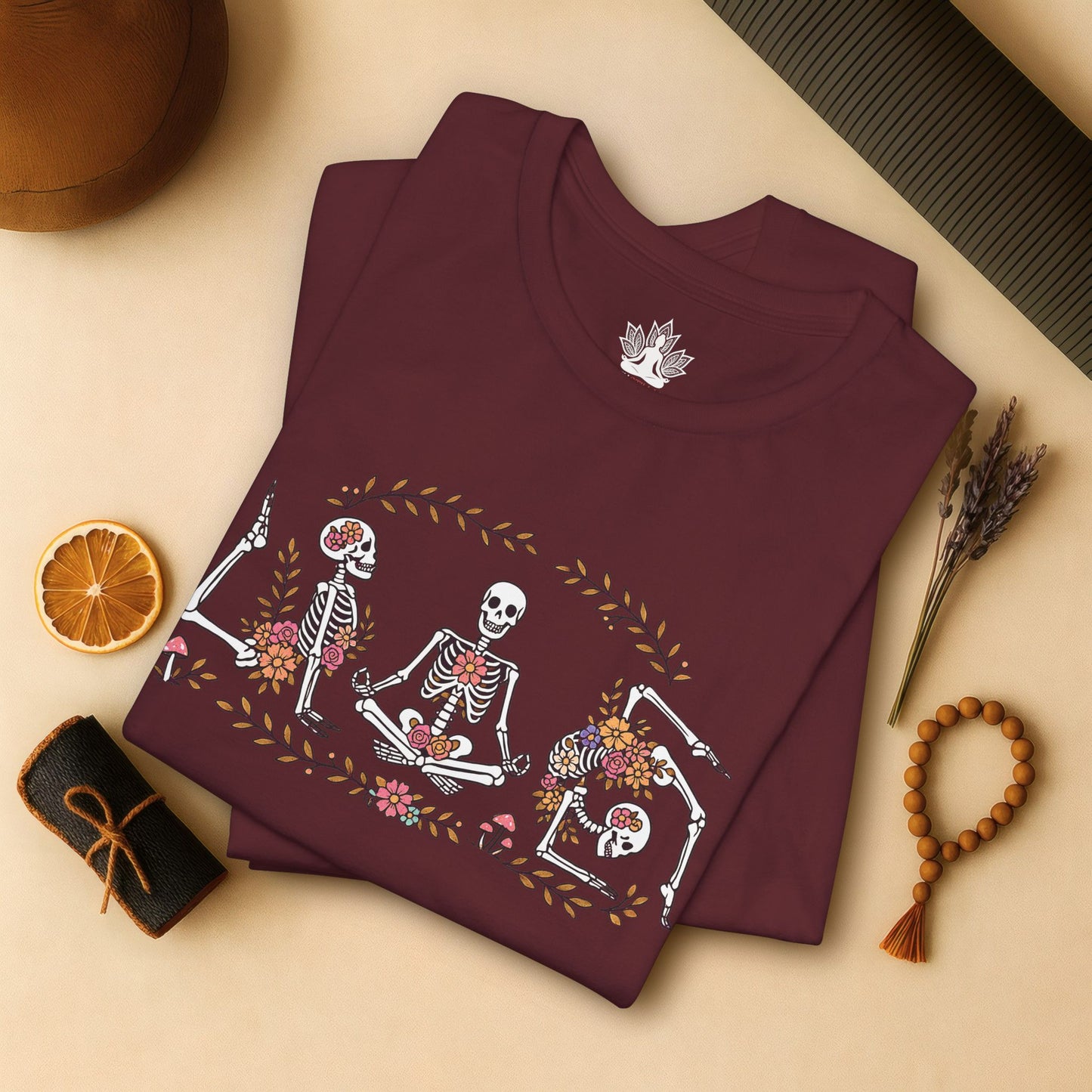 Floral Skeletons – Yoga Halloween Tee