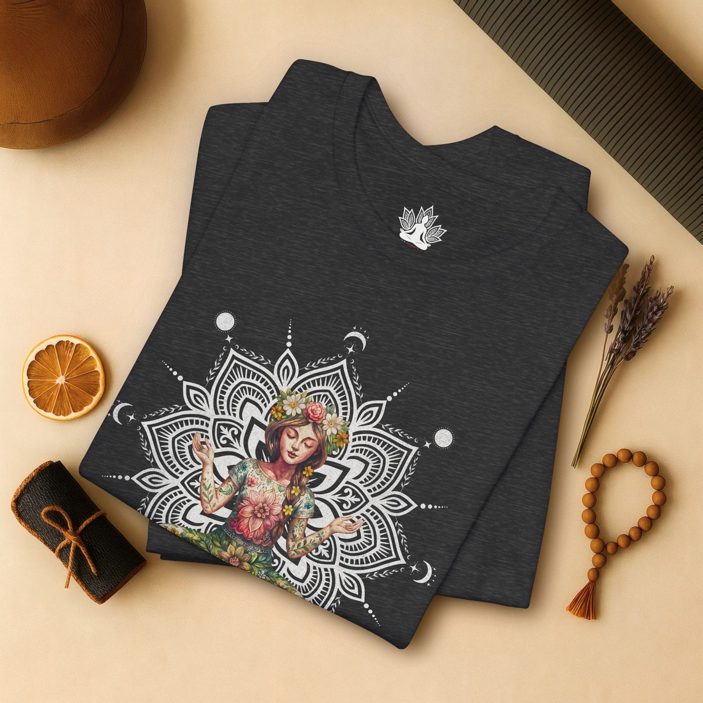 Flower Meditation Boho – Botanical Lotus Pose Tee
