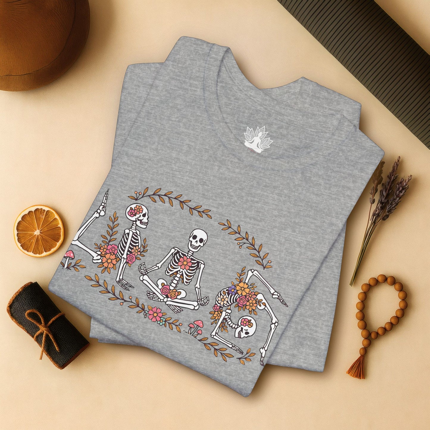 Floral Skeletons – Yoga Halloween Tee